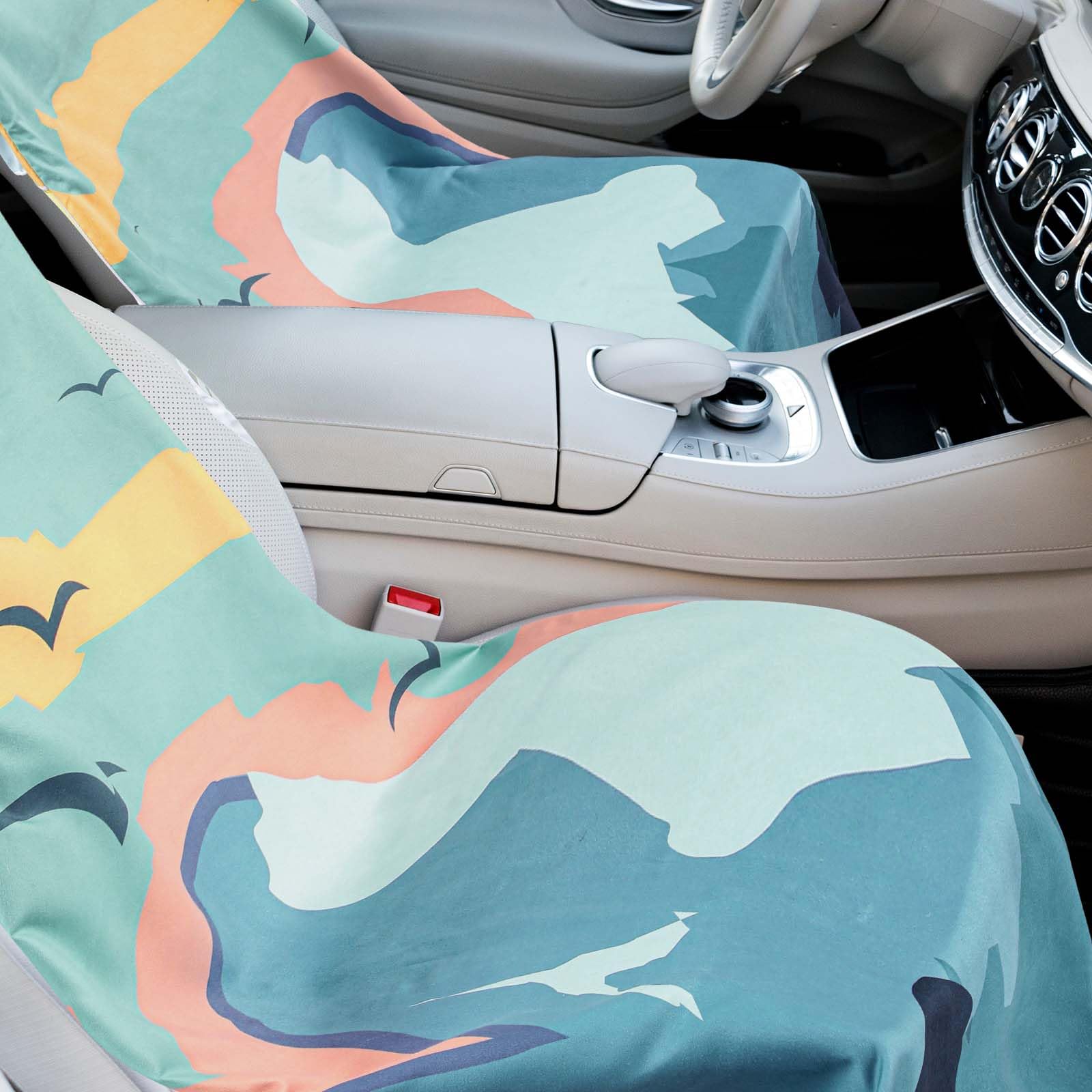 Hahafelt Car Seat Towel Covers 2 Pack, 63x32 inches, Non-Slip, Washable, Multicolour, Model QUN-Hahafelt-0699