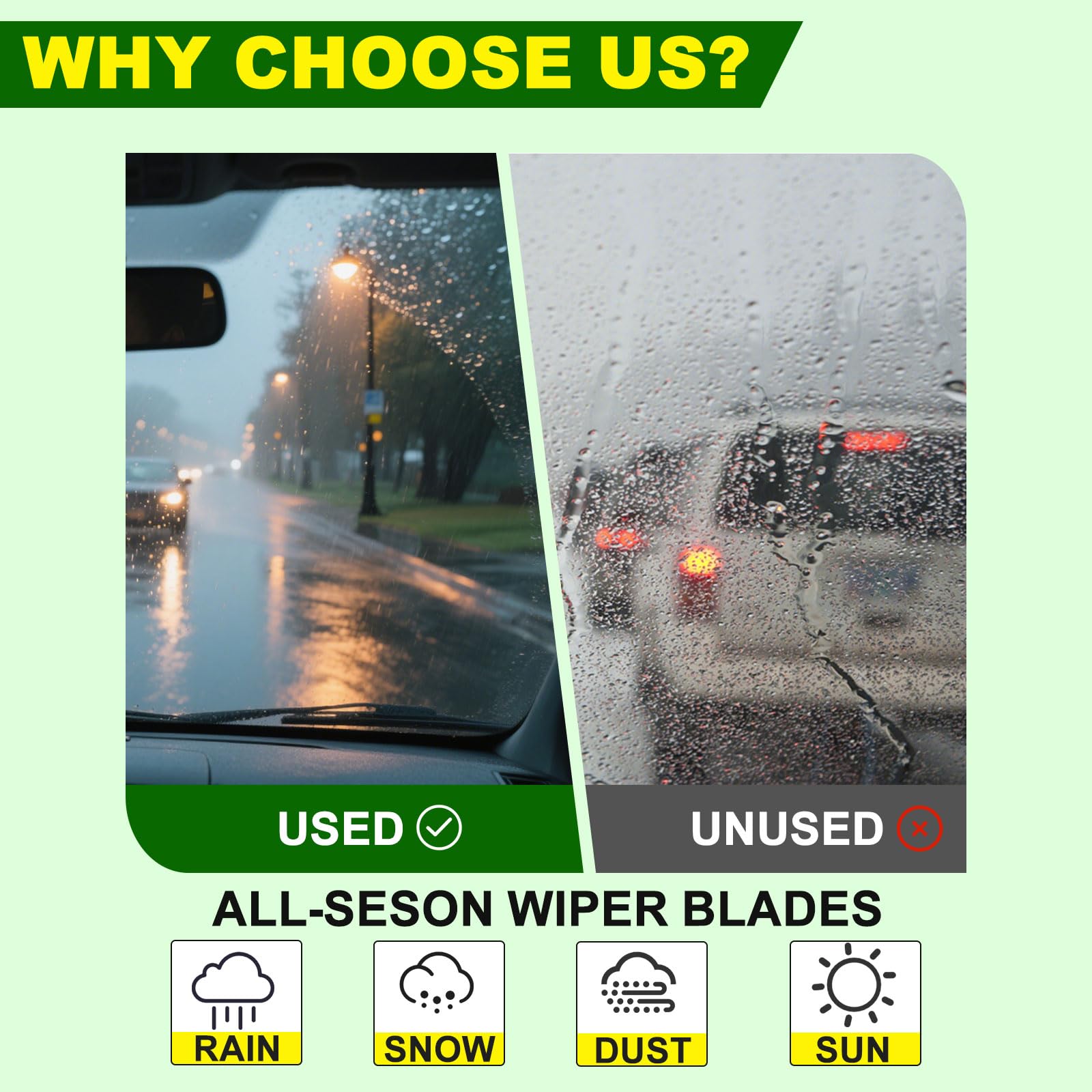 Zixmmo Quality 24In + 20In Premium All-Season Windshield Wiper Blades For Original Equipment Replacement(Set Of 2)