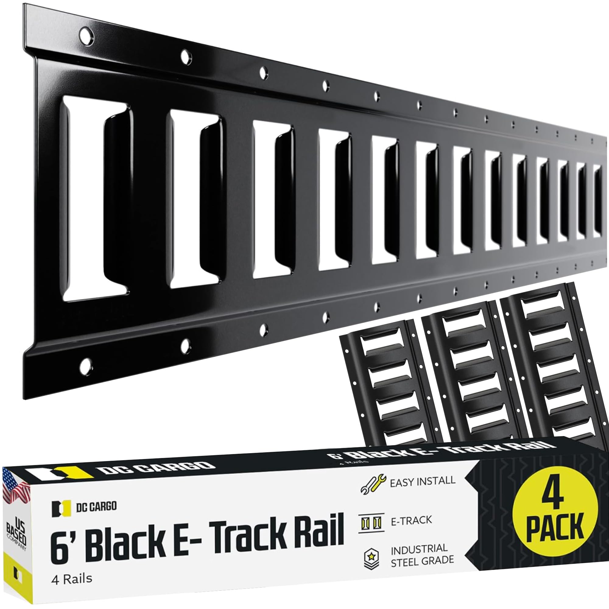 Dc Cargo Mall Indoor E Track Tie Down Rail Kit 6 ' (4 Pack) For Garages, Vans, Trailers, Motorcycle Tie Downs, Atv Mountings - P