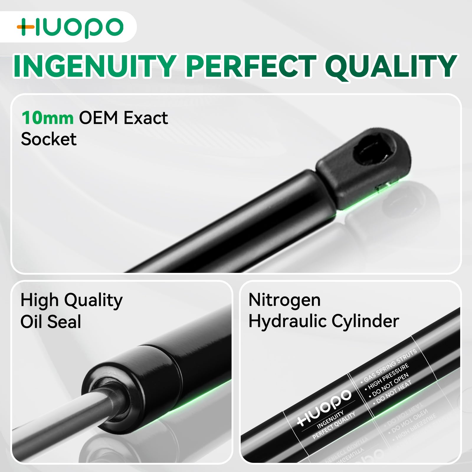 HUOPO Gas Struts Shock Spring Lift Support, 17 Inch, 70lb/311N, Model SE170P70, Set of 2, Black for ATC Leer Snugtop