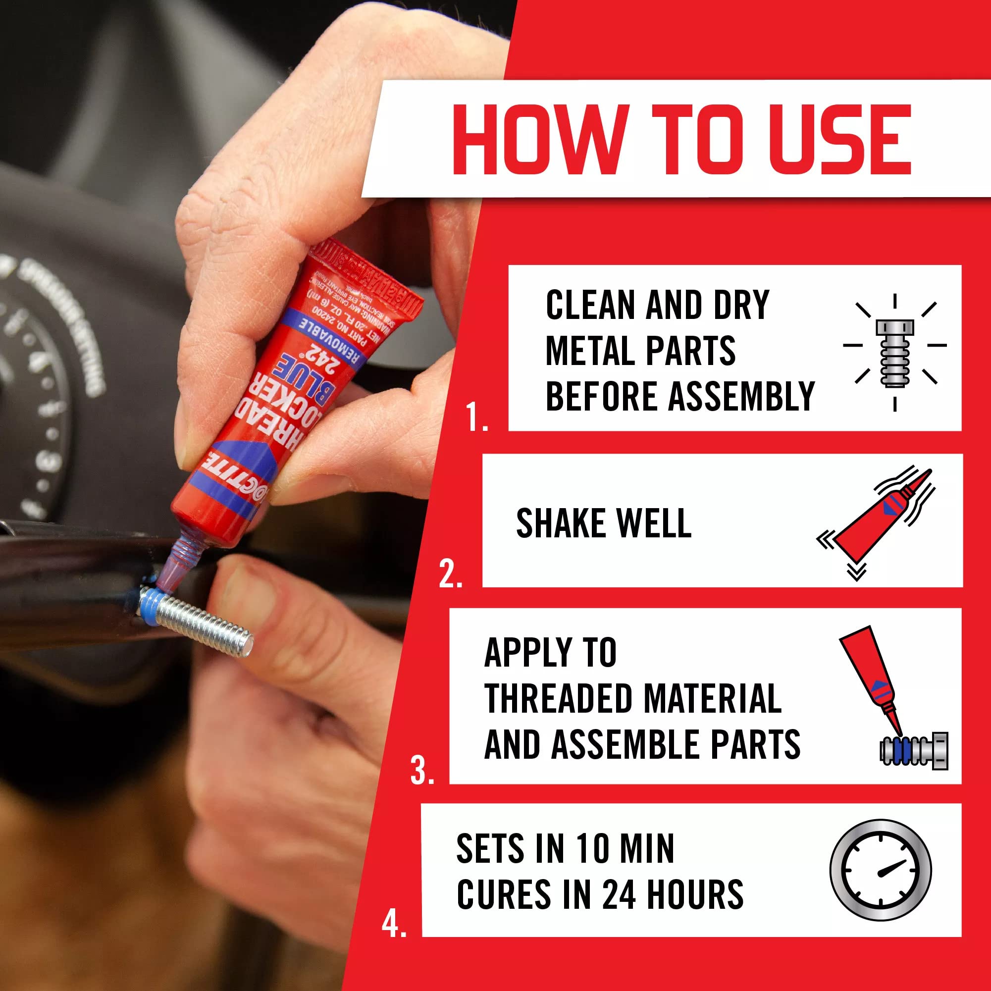 Loctite  Heavy Duty Threadlocker, 0.2 Oz, Blue 242, Single