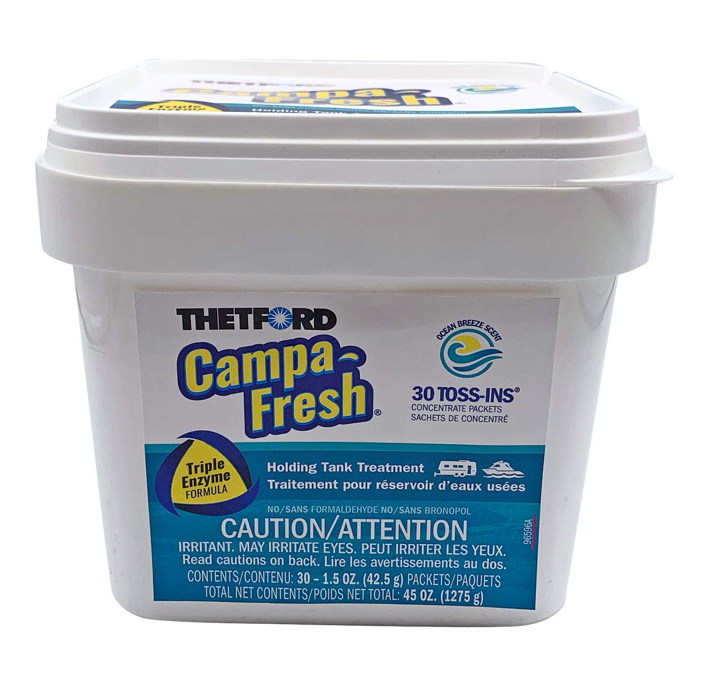 Thetford Campa-Fresh Ocean Breeze Scent Rv Holding Tank Treatment, Formaldehyde Free, Waste Digester, Septic Tank Safe, 30 Count Toss-Ins (96693)