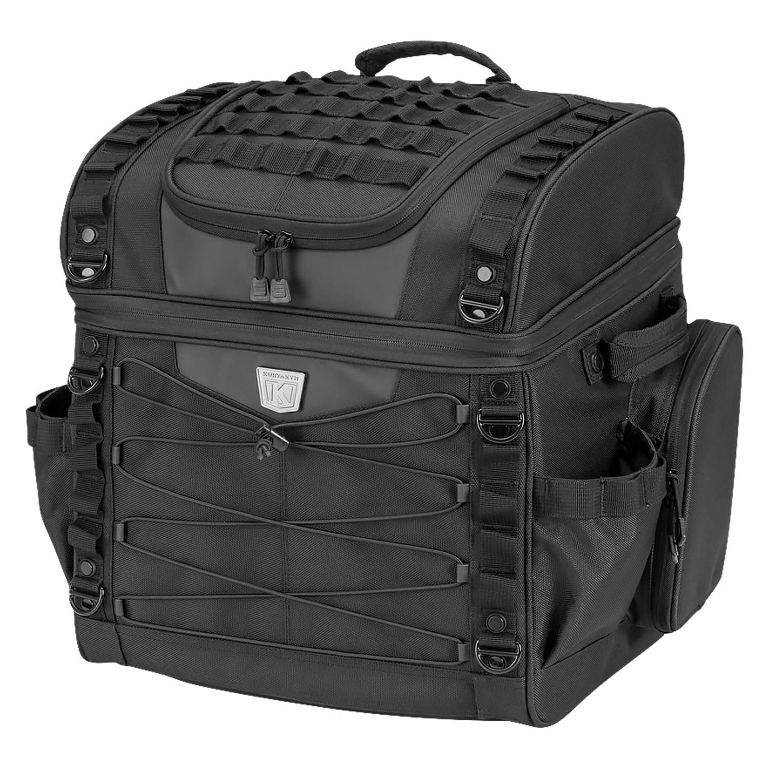 Kuryakyn 5285 Momentum Vagabond Motorcycle Travel Luggage: Weather Resistant Seat/Trunk/Rack Bag With Sissy Bar Straps, Black