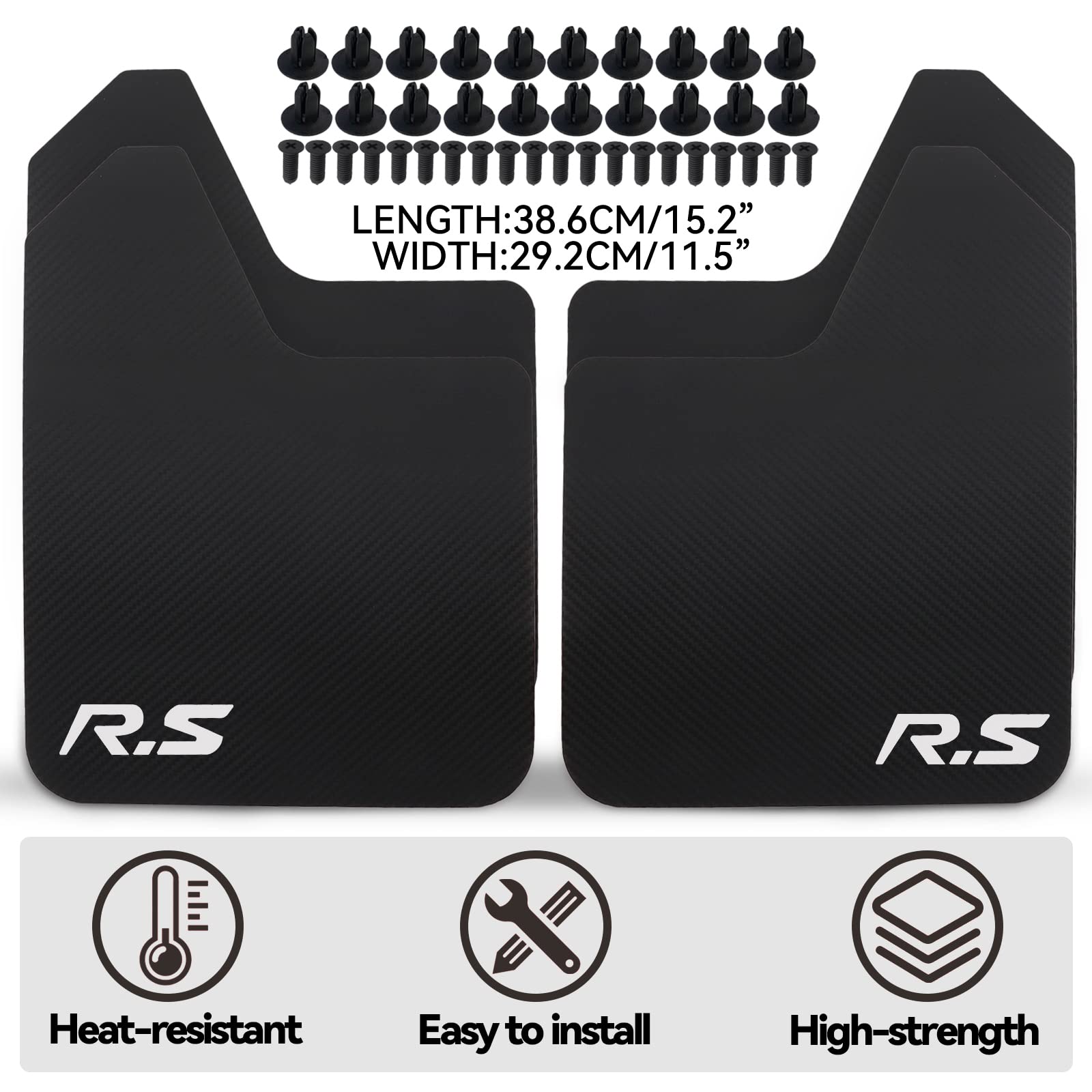 XUKEY Universal Mudflaps - 4pcs Black Splash Guards for Car/SUV/Truck, 15.2x11.5in, Polypropylene Material