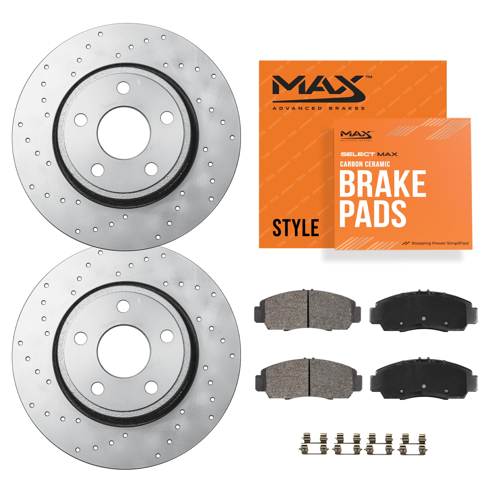 MAX Advanced Brakes - Front Brake Kit For 2013-2017 Chevrolet Trax, Buick Encore| Carbon Ceramic Brake and Rotor Kit| Daily Perf