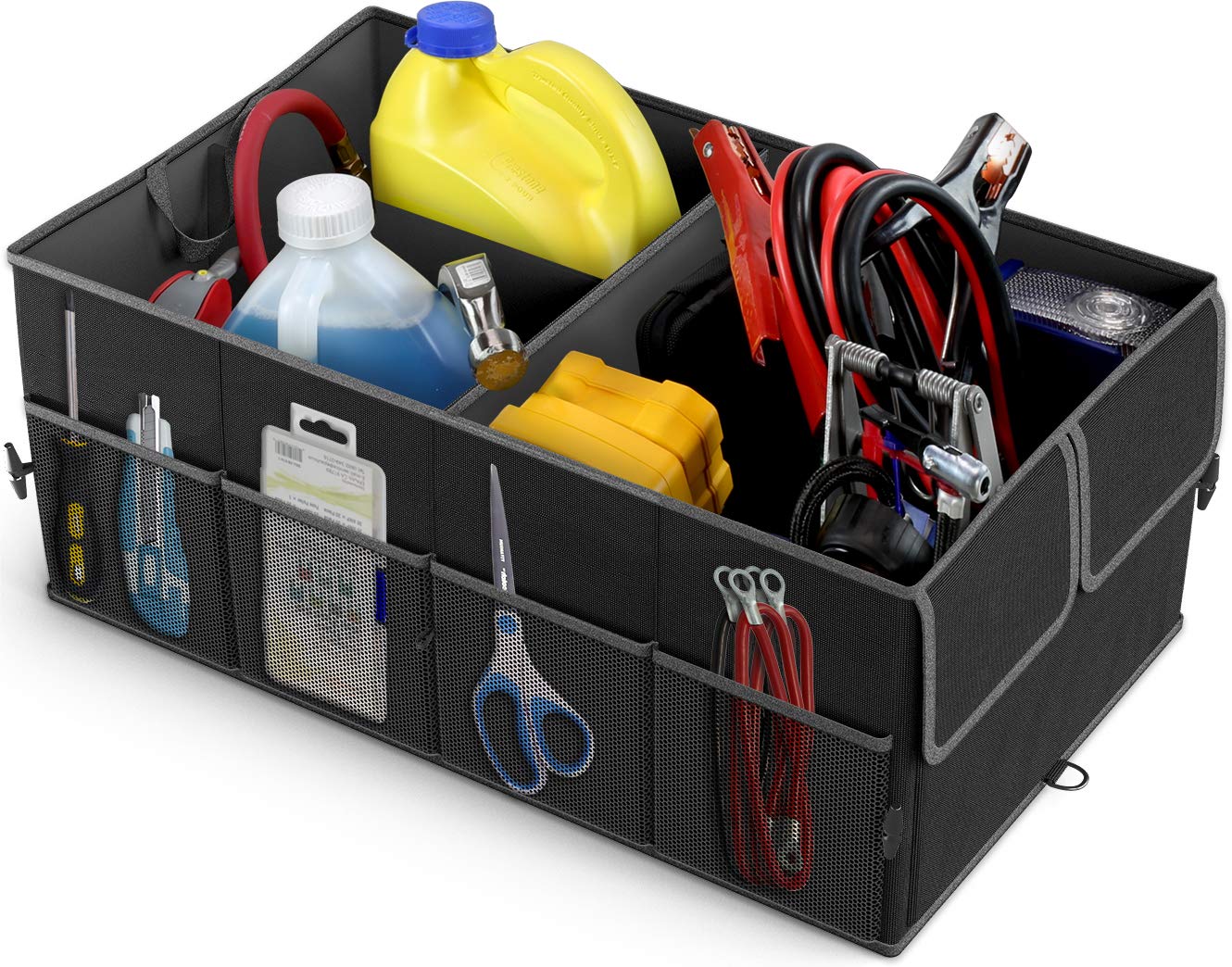 Epauto Foldable Car Trunk Organizer, 3-Compartment With Removable Divider, Black