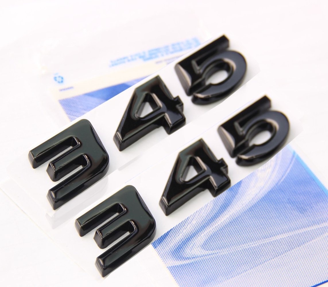 Yoaoo 2X Black 345 Emblems Badge Alloy Decal 3D Logo Nameplate Replacement For 300C Red