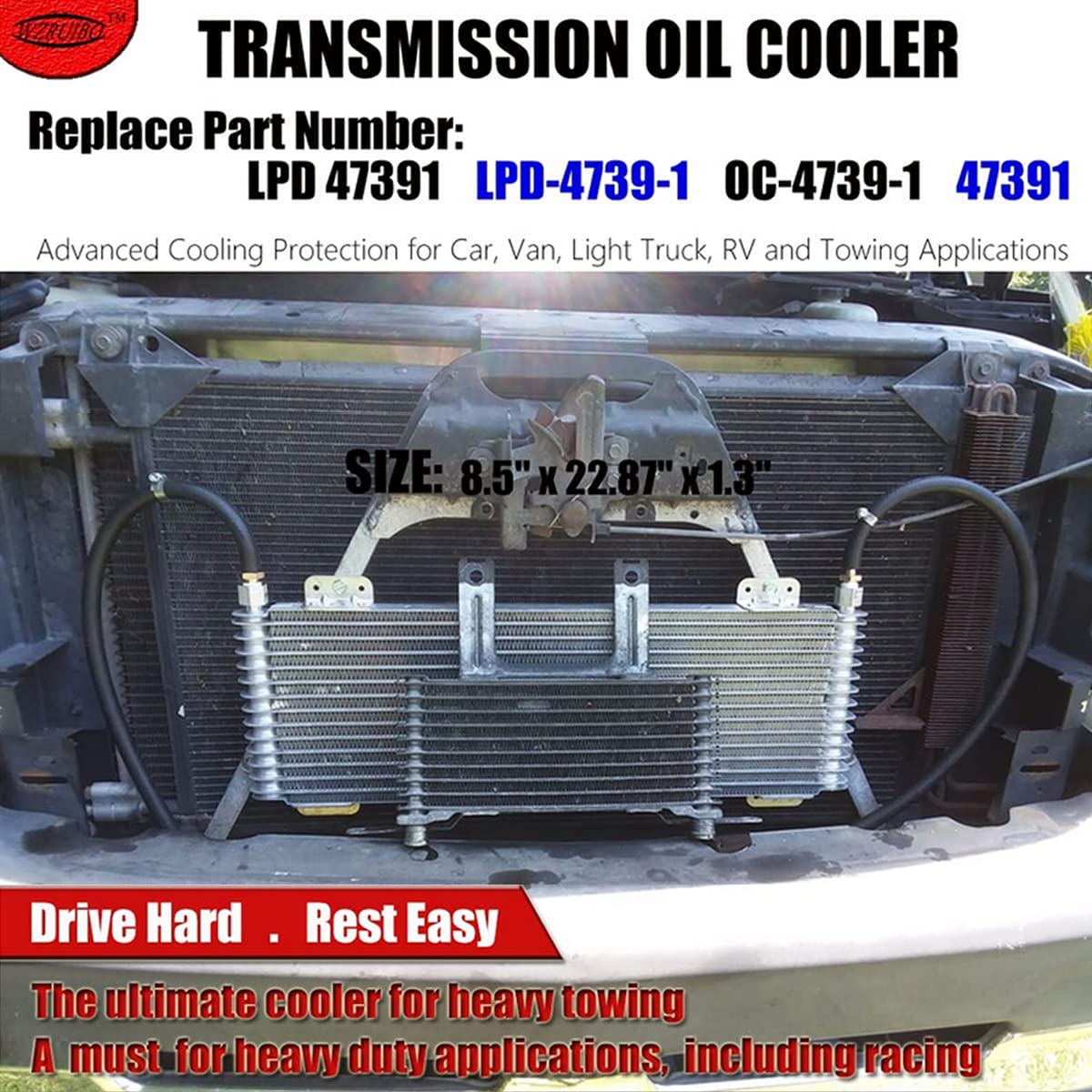 Wzruibo 40K Transmission Oil Cooler Kit Compatible With Heavy Duty 40,000 Gvw Max Low Pressure Drop Trans Cooler With Mounting H