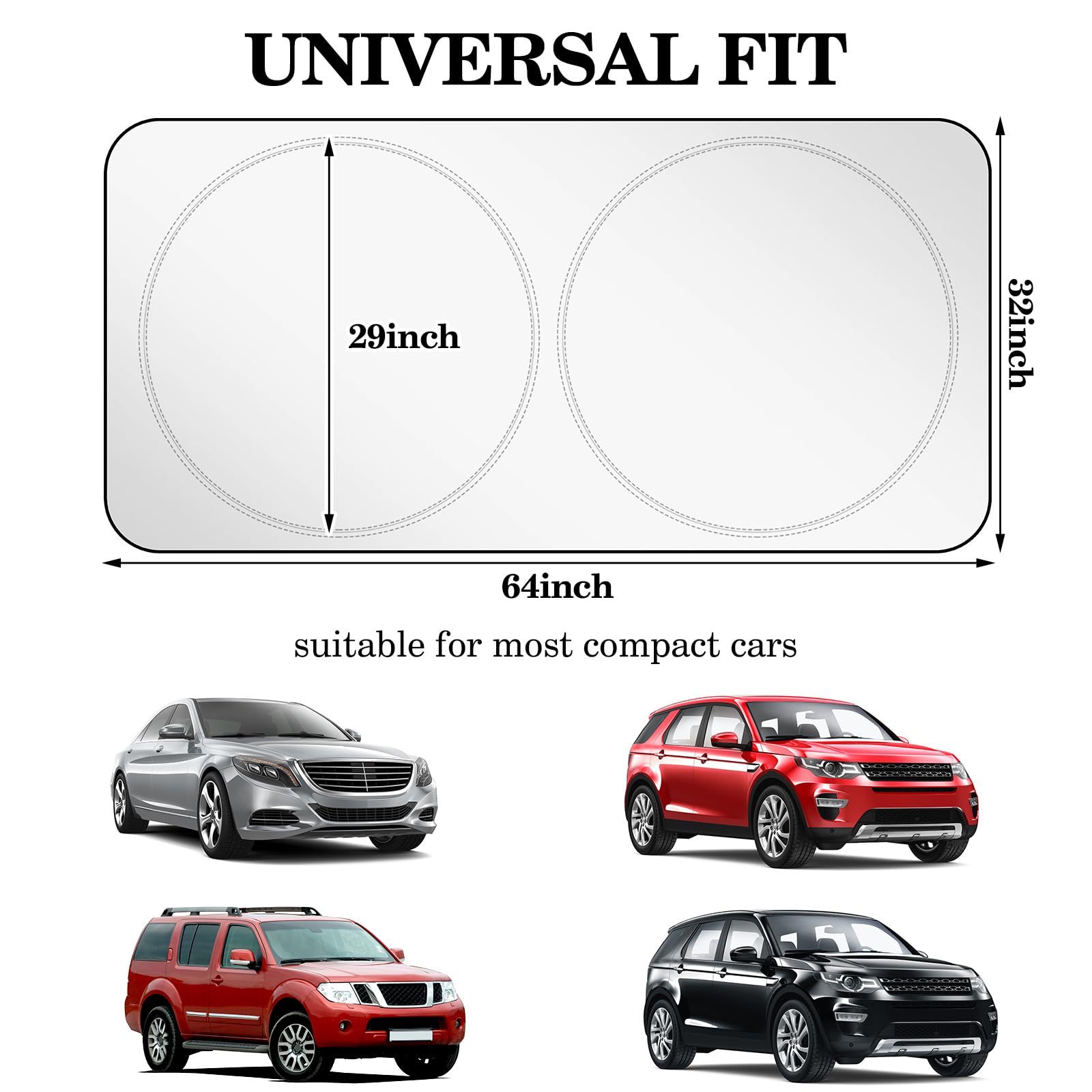 Woanger Windshield Sun Shade Foldable Car Front Window Covers For Car Accessories Sun Heat Uv Rays Visor Protector Protection Fo