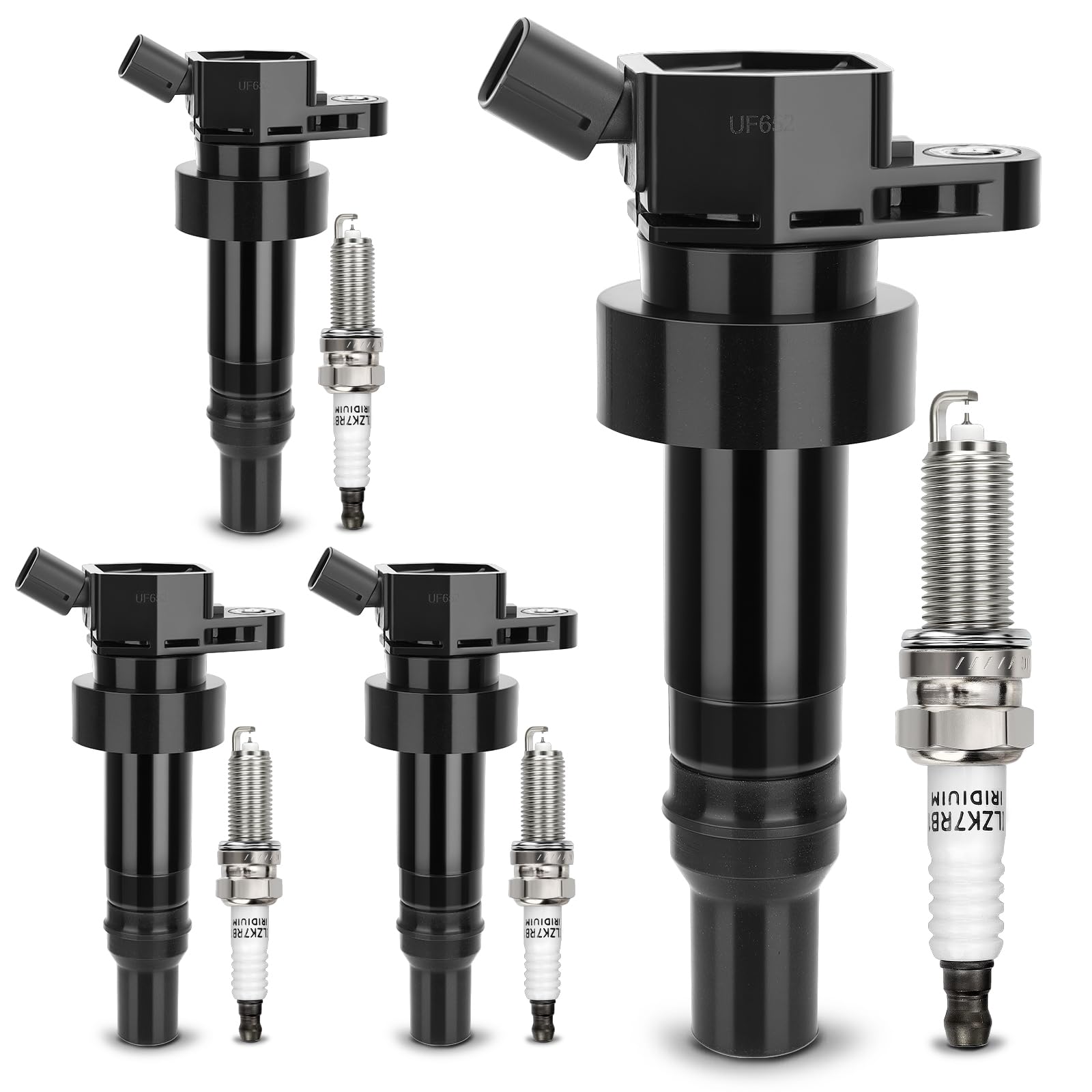 Uf652 Ignition Coil &93815 Double Iridium Spark Plug For 2012-2020 Hyundai Accent,2012-2017 Hyundai Veloster/2012-2020 Kia Rio,2