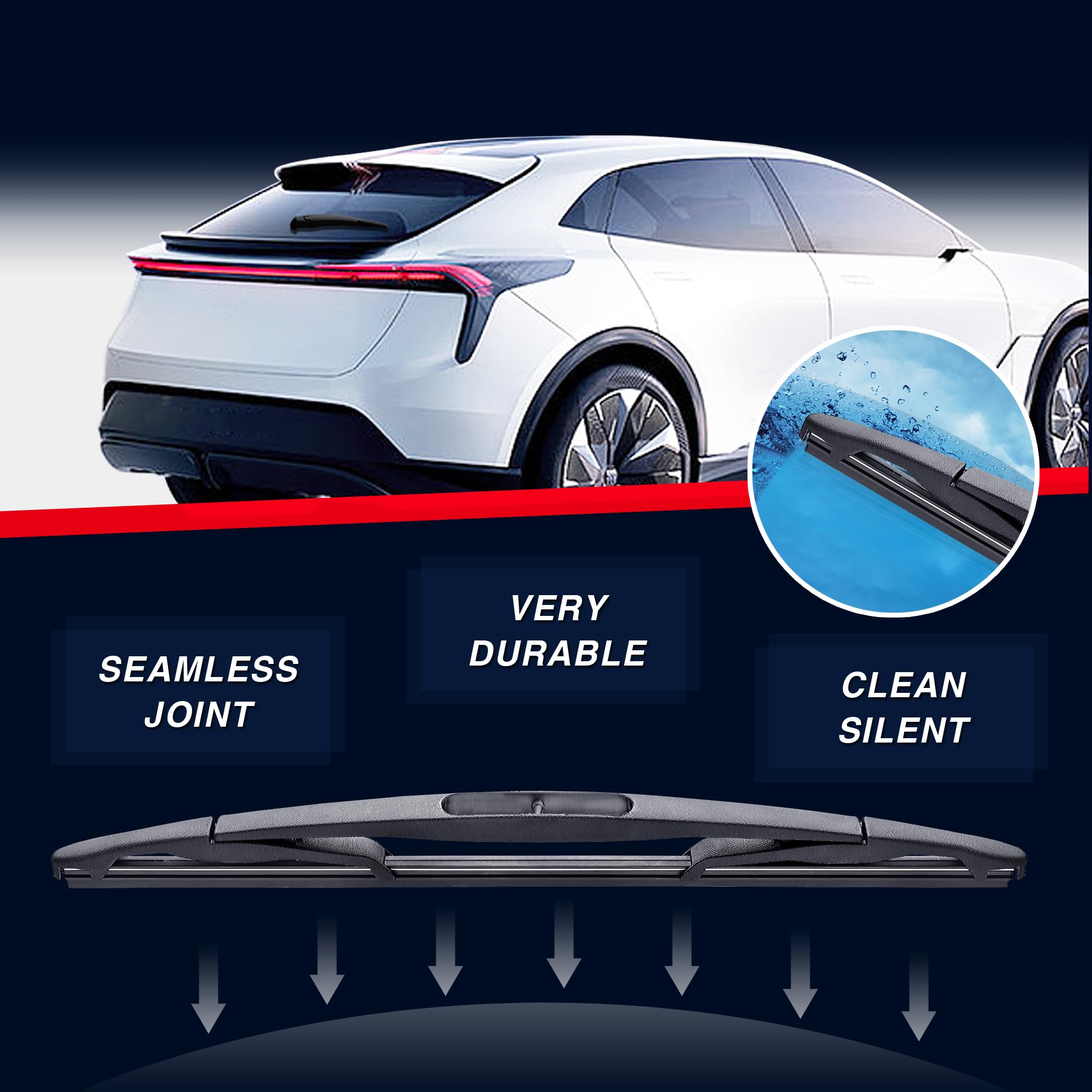 12'' Rear Wiper Blade Replacement For Ford Escape 2012-2008 Flex 2019-2009 Jeep Wrangler 2017-2007 Chevy Tahoe 2014-2007 Enclave