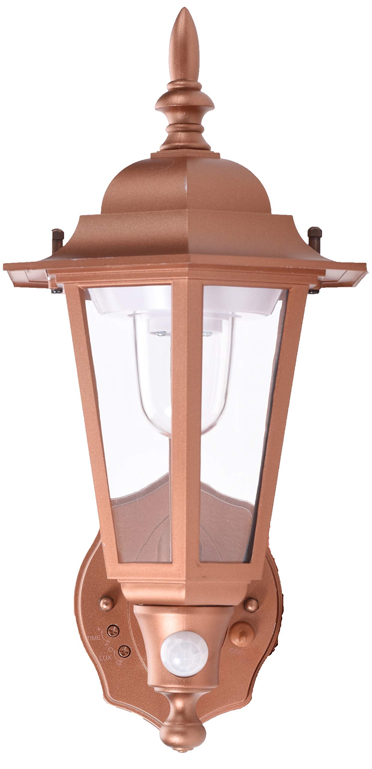 Maxsa 46719 Battery-Powered LED Motion-Activated Outdoor Wall Sconce-Copper-8.5 x 6 x 13