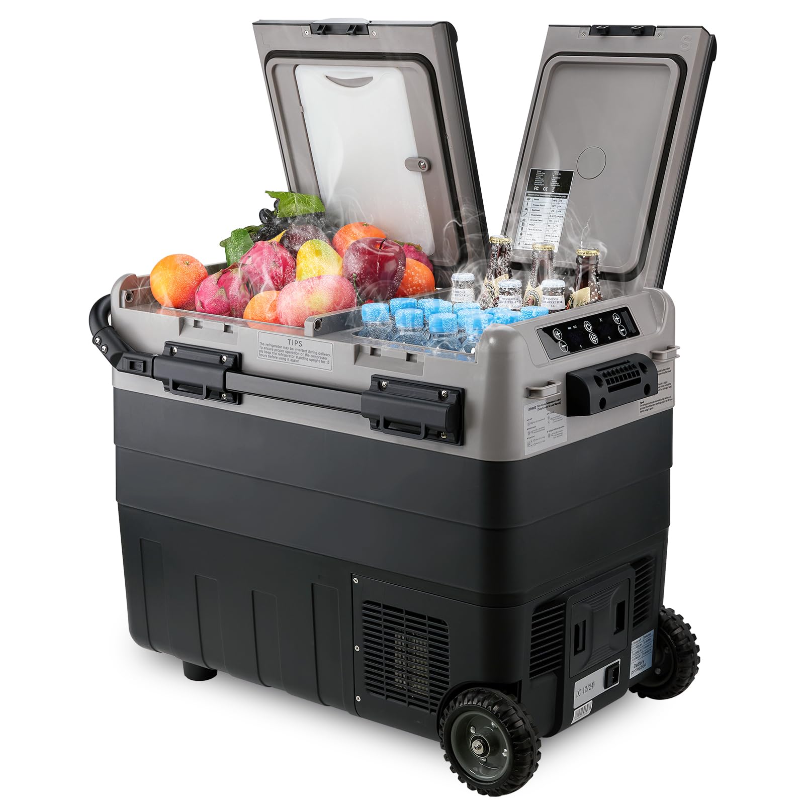 Kohree 12V Car Refrigerator, 53 Quart (50L) Portable Refrigerator, Dual Zone -4?-68? Car Fridge Portable Freezer 12/24V Dc And 1