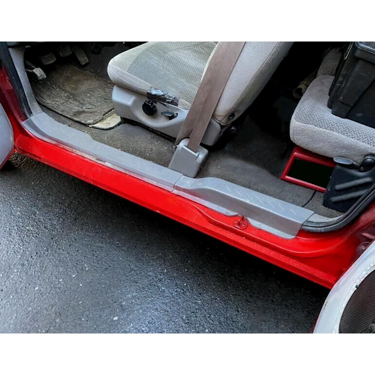 ECOTRIC Slip-On Rocker Panels for Ford F150 1997-2003 Extended Cab, Unpainted, Alloy Steel, Model VC-ET-024, LH & RH Pair