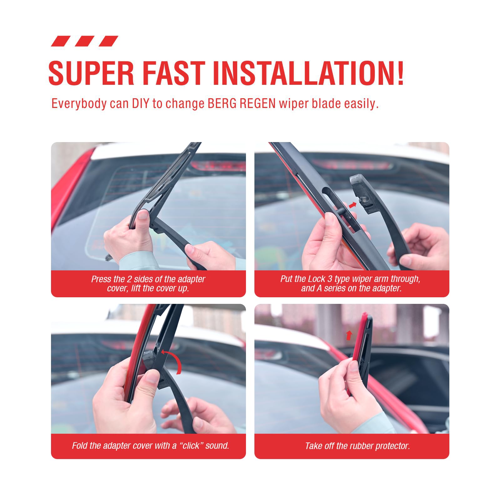Berg Regen Rear Wiper Blades 10 Inch(10-B), Replacement For Honda Hr-V 22-16, Mitsubishi Outlander Sport 21-11, Infiniti Qx56 13