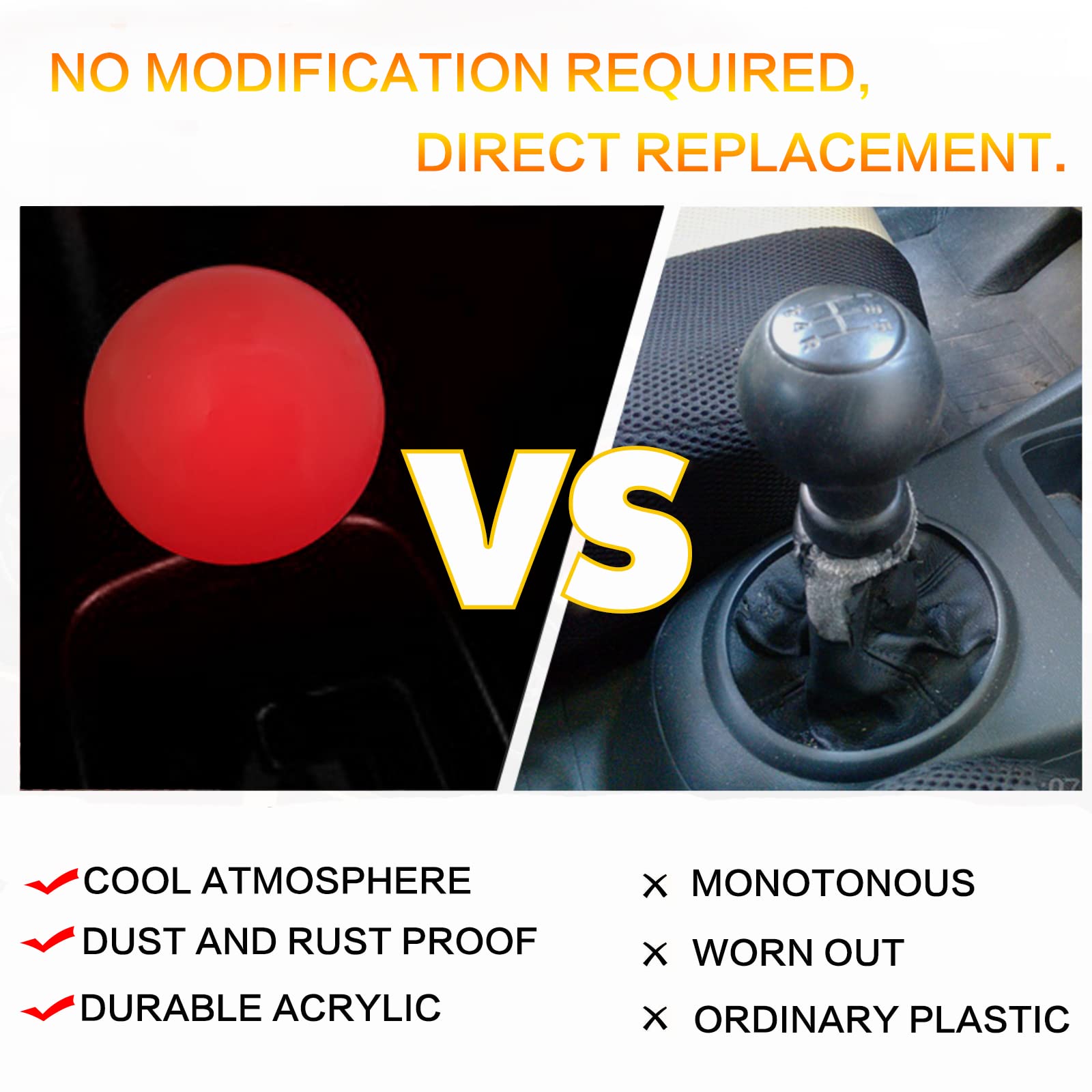 Yiuiy Round Ball Shift Knob Universal Luminous Gear Shift Knob 5 6 Speed For Manual Automatic Vehicles With Adapters (Pink To Re