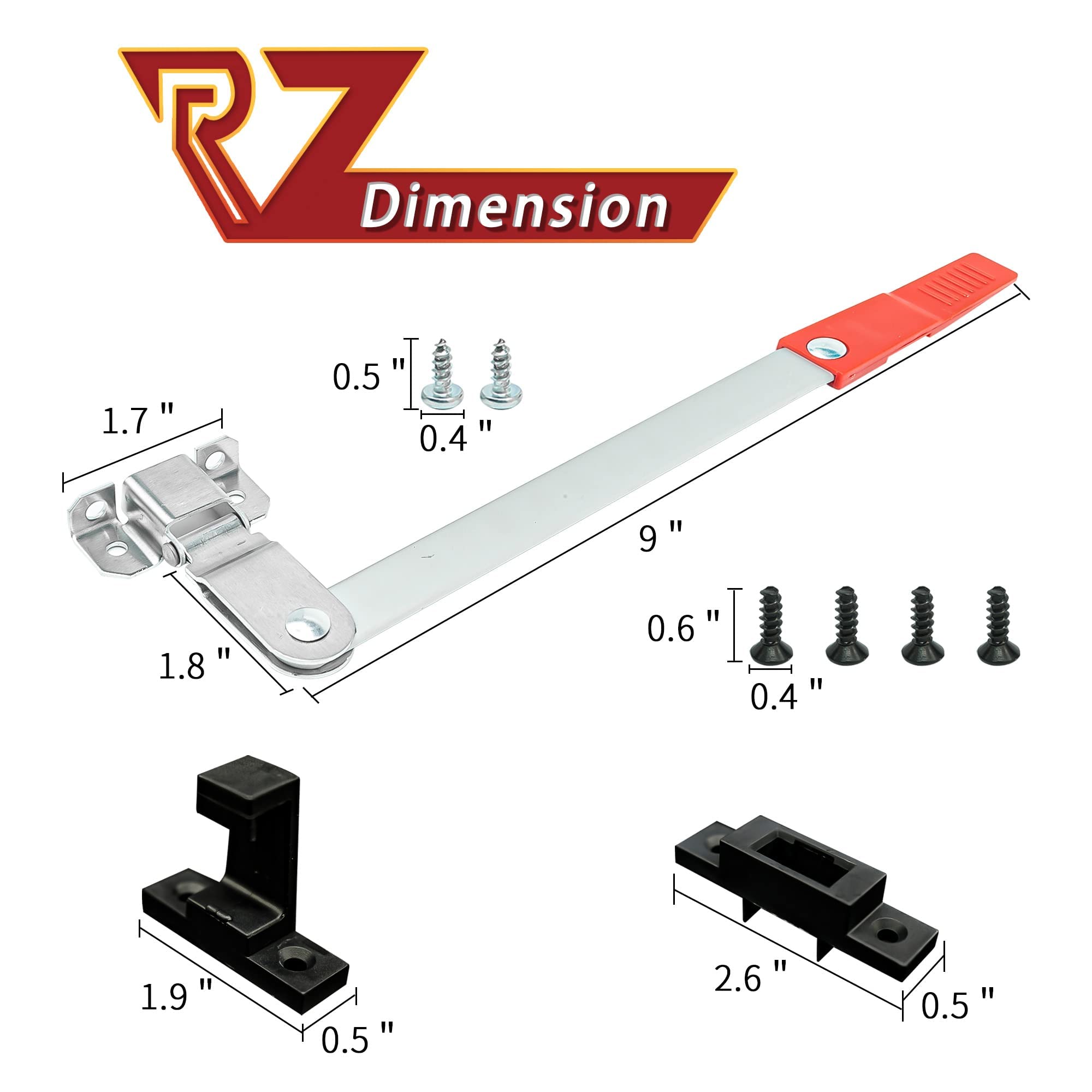 Aucuda Rv Emergency Window Latch, Metal Exit Window Locks, Camper Egress Window Security Bars, Window Support Holder With Red Ha