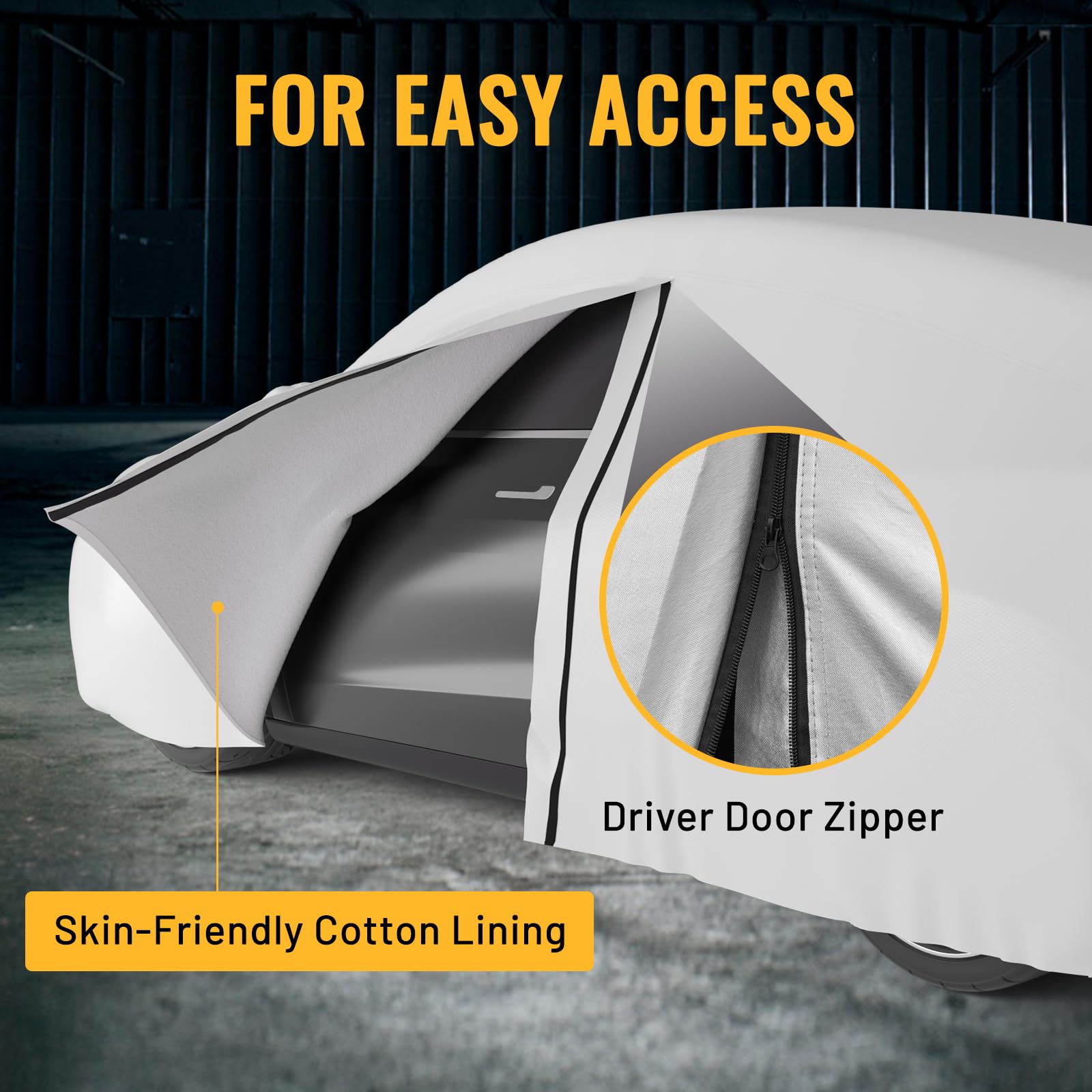 Favoto 6 Layers Car Cover - Waterproof, Heavy Duty Outdoor Protection for Sedan (177-194 inch), Silver, Ethylene Vinyl Acetate Material