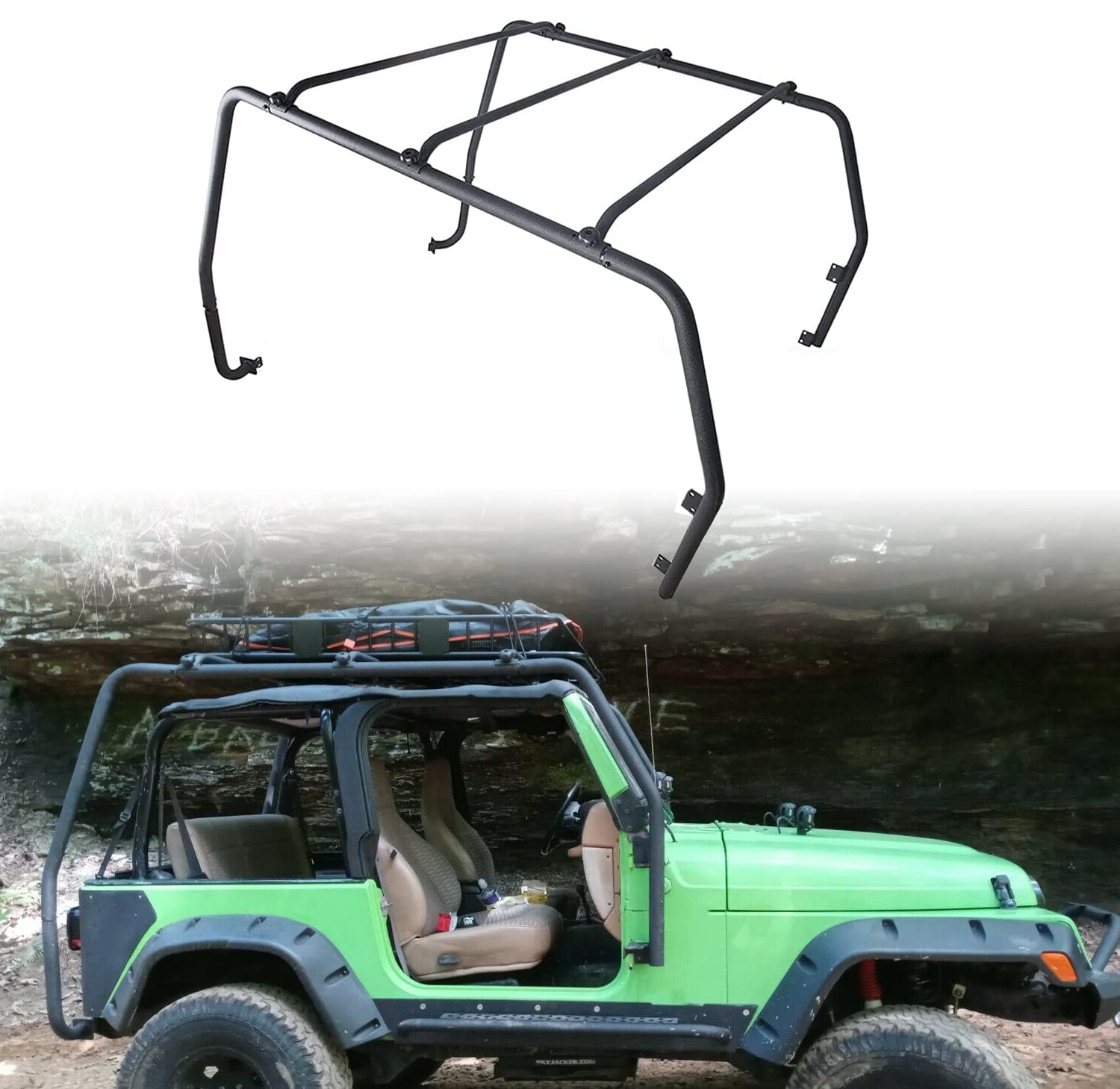 KUAFU Steel Roof Rack Compatible with 1997-2006 Jeep Wrangler TJ Excluding Unlimited Black Upper