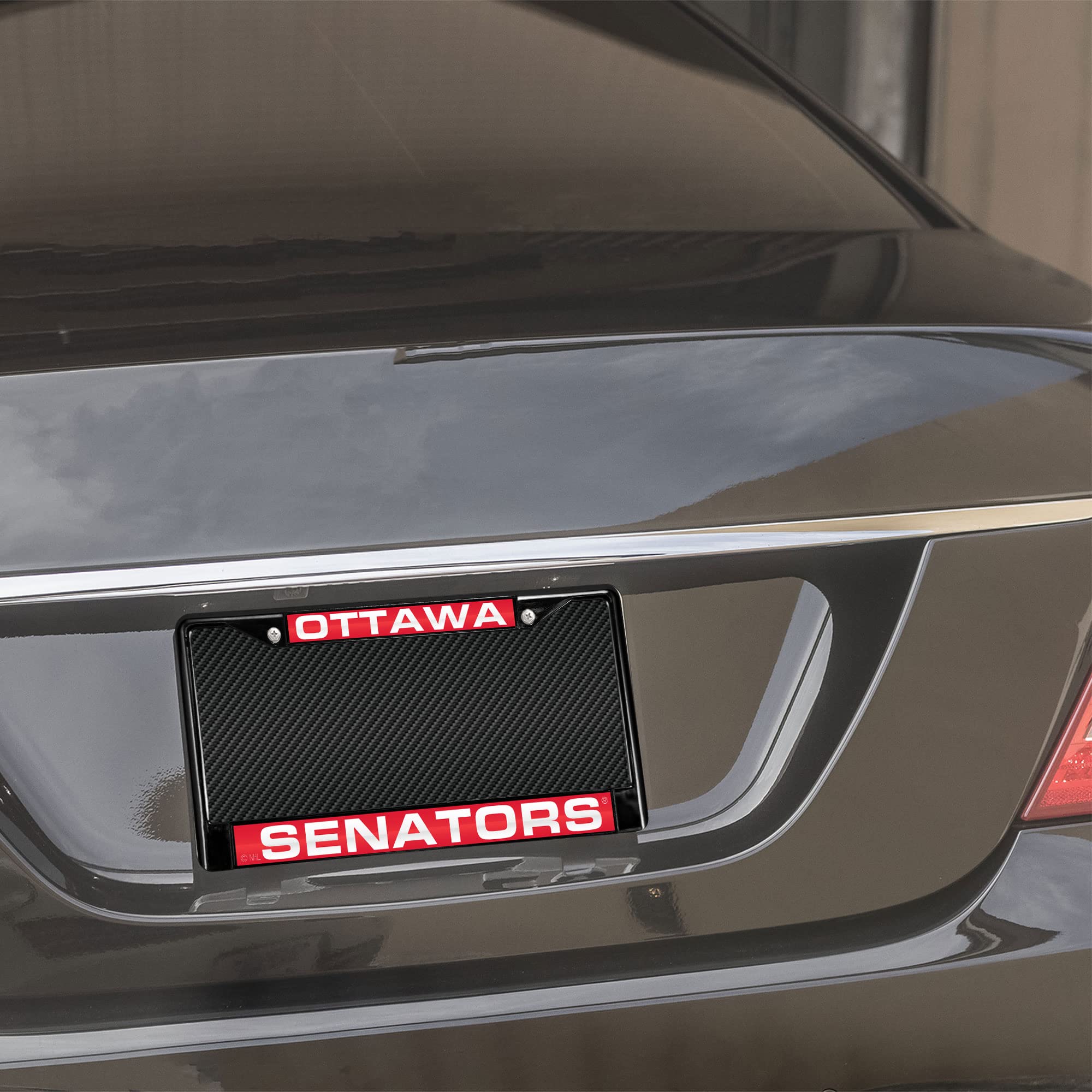 Ottawa Senators Black Metal (Set Of 2) Laser License Plate Frame Set