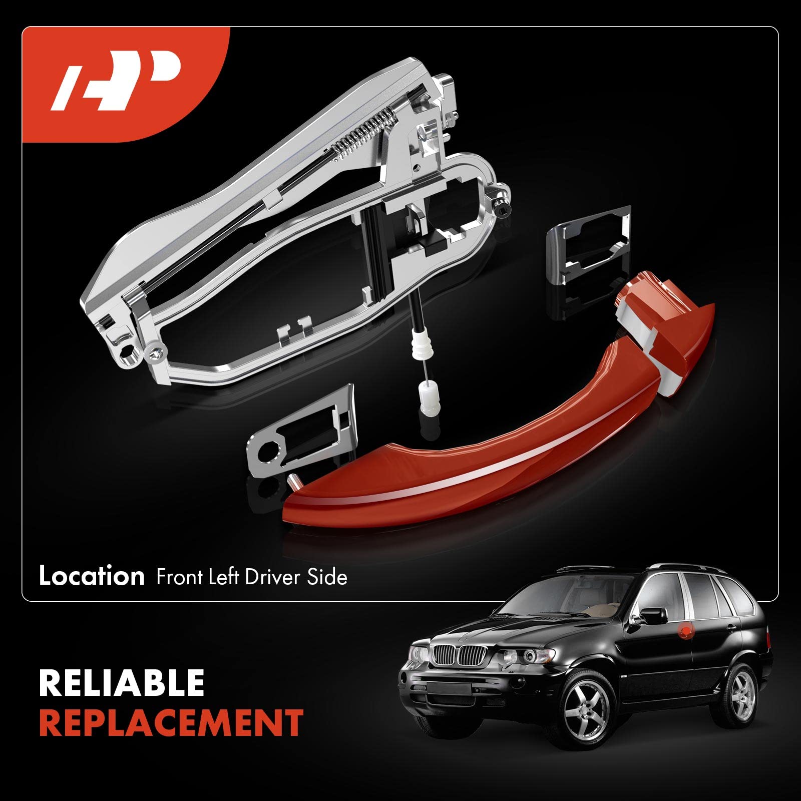 A-Premium Outside Door Handle Carrier Compatible With Bmw E53 X5 2000-2006, Rear Right Passenger Side, Replace# 51228243636
