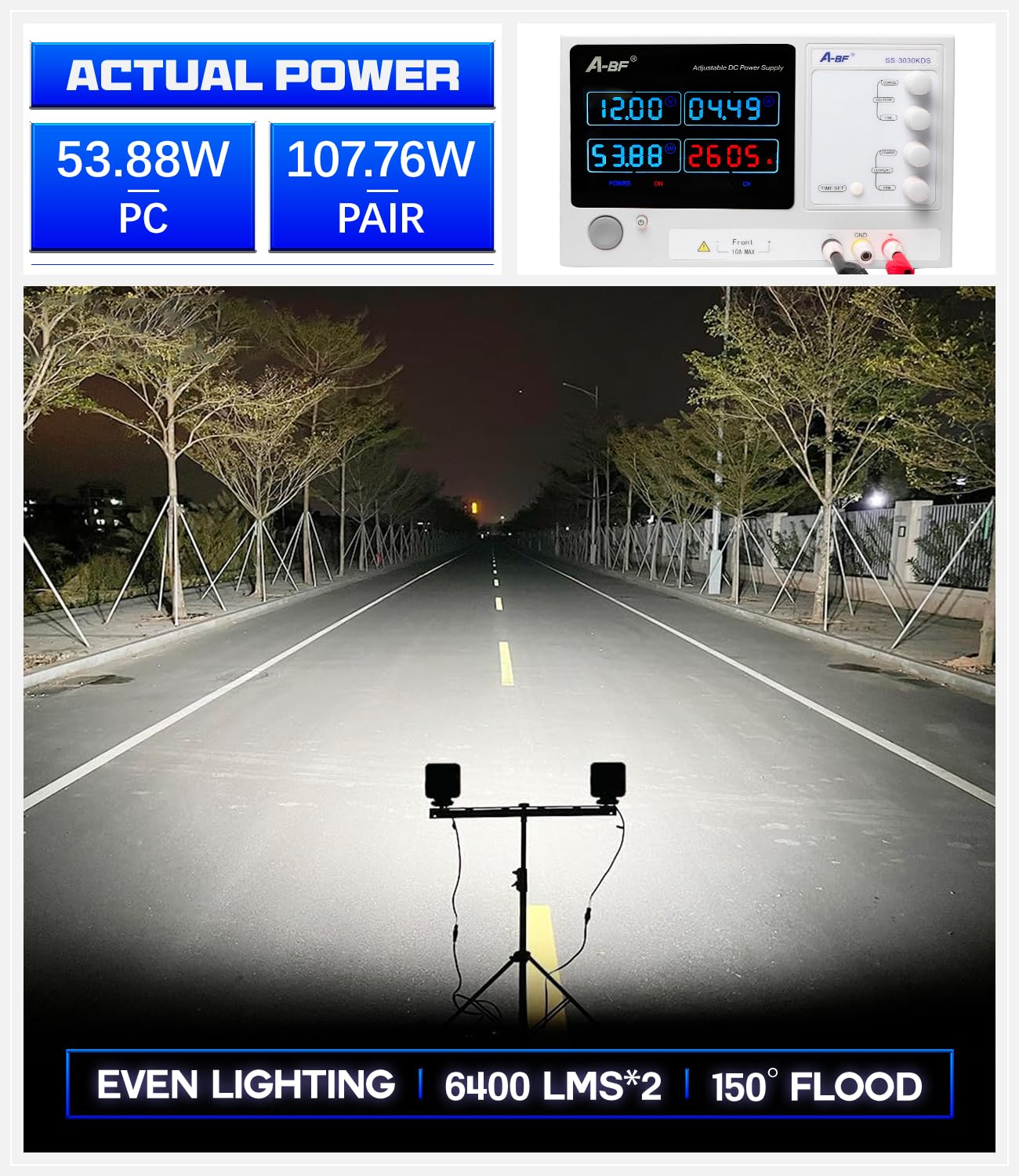 EXZEIT 128W LED Work Lights - 12800 Lumens Flood Light for Trucks & Equipment, 4.3 Inch, Aluminum, White Light, Model 4030