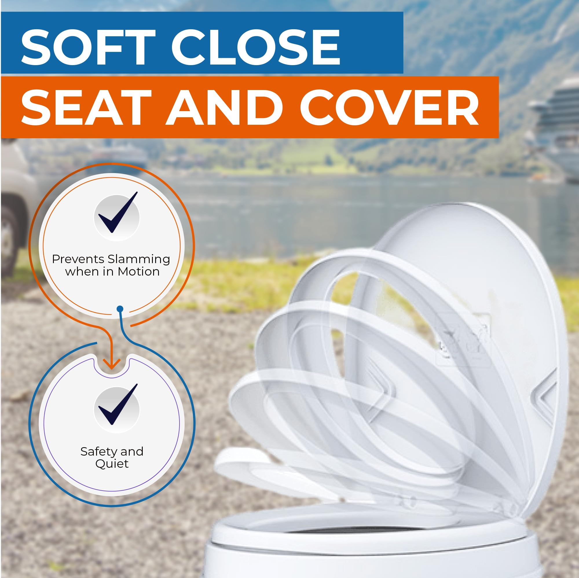 SEAFLO RV Toilet SFRTPH-01-01, White Polypropylene, Residential Height