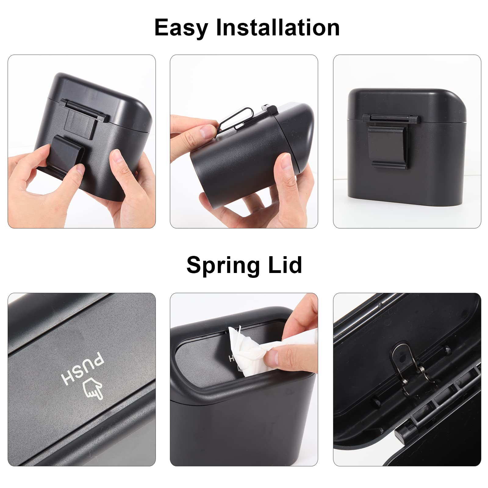EnthuLove 1 Packs Mini Car Trash Can Bin with Lid and 45pcs Trash Bags,Car Trash Can Bin,Car Garbage Trash Can Storage for Front