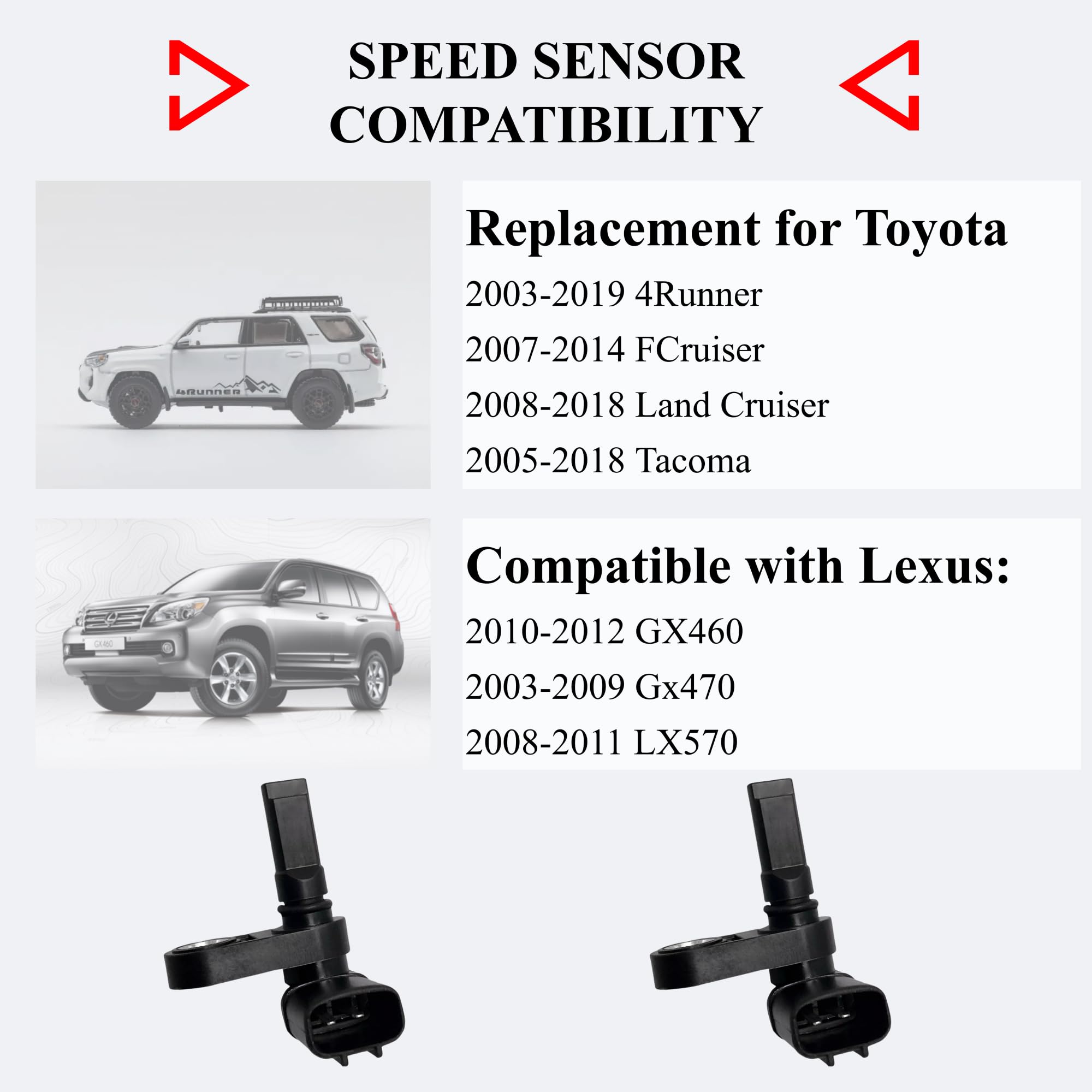 ABS Wheel Speed Sensor - Front Rear Right Left Compatible for Toyota Tacoma 2005-2018 4Runner 2003-2019 FJ Cruiser 2007-2014 Lan