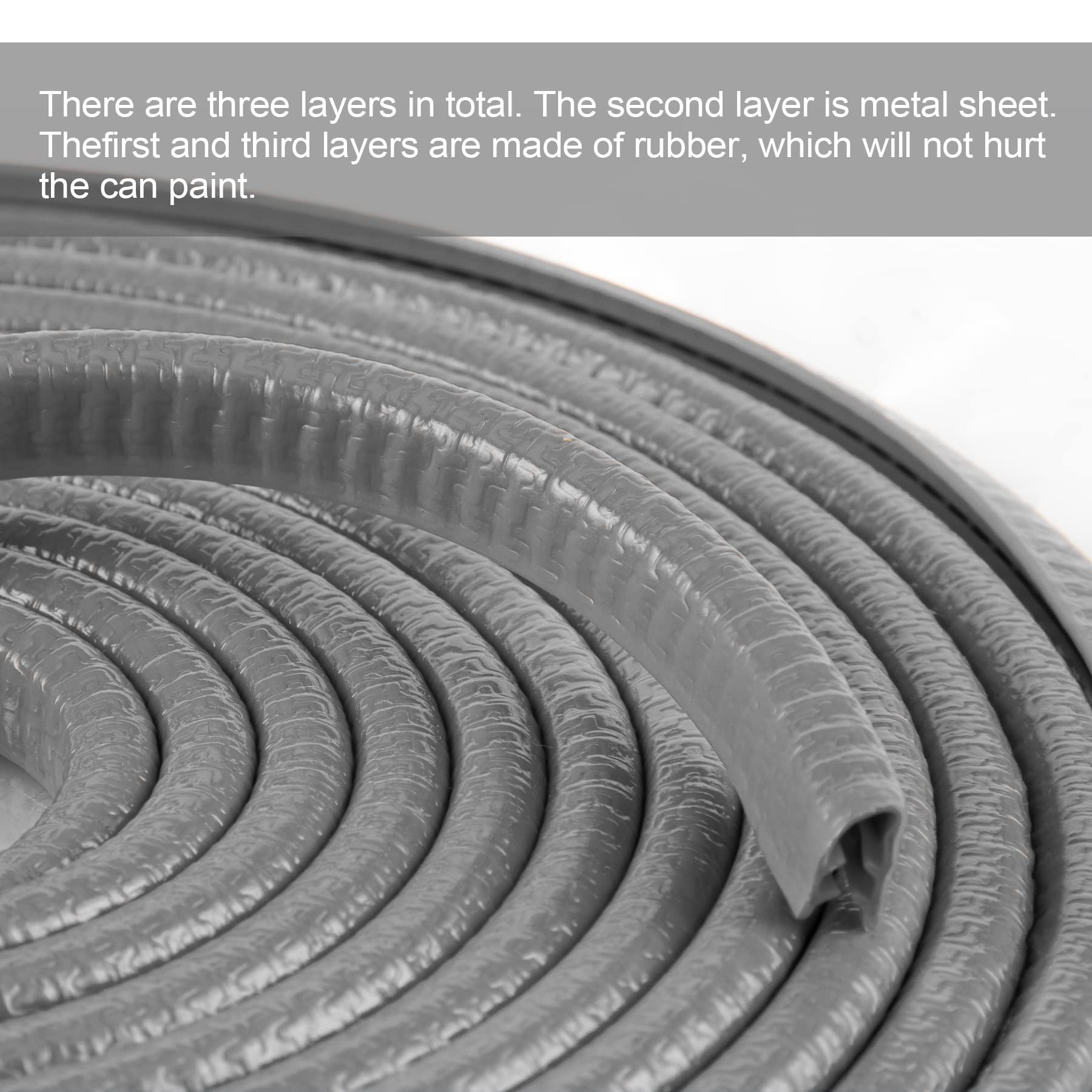 Singaro 16.4Ft (5M) Car Door Edge Guard, No Glue Rubber Decorative Protective Strip, Car Door Entry Protector, Applicable To Car, Truck, Suv And Atv, Car Exterior Accessories(Gray)