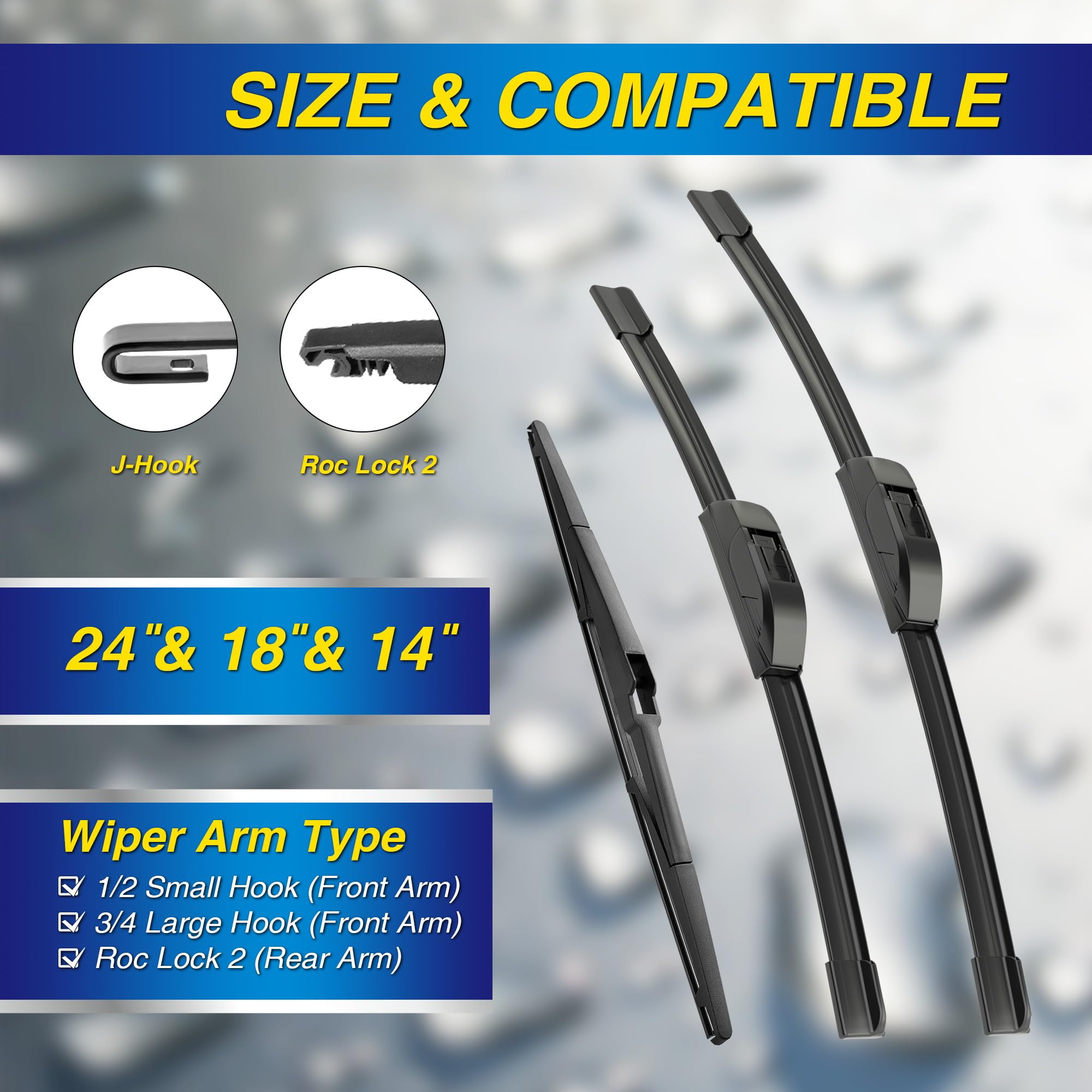 5 Plus Silicone Windshield Wipers Replacement For 2013-2016 Mazda Cx-5 Wiper Blades 2007-2012 Hyundai Santa Fe Wiper Blades(Set