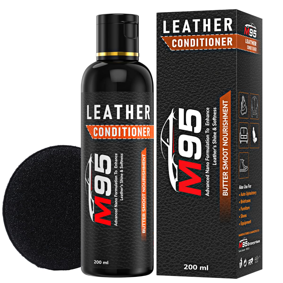 M95 Leather Conditioner For Sofa, Car Seats, Jacket, Bags, Belt And For All Leather Polish (200Ml)