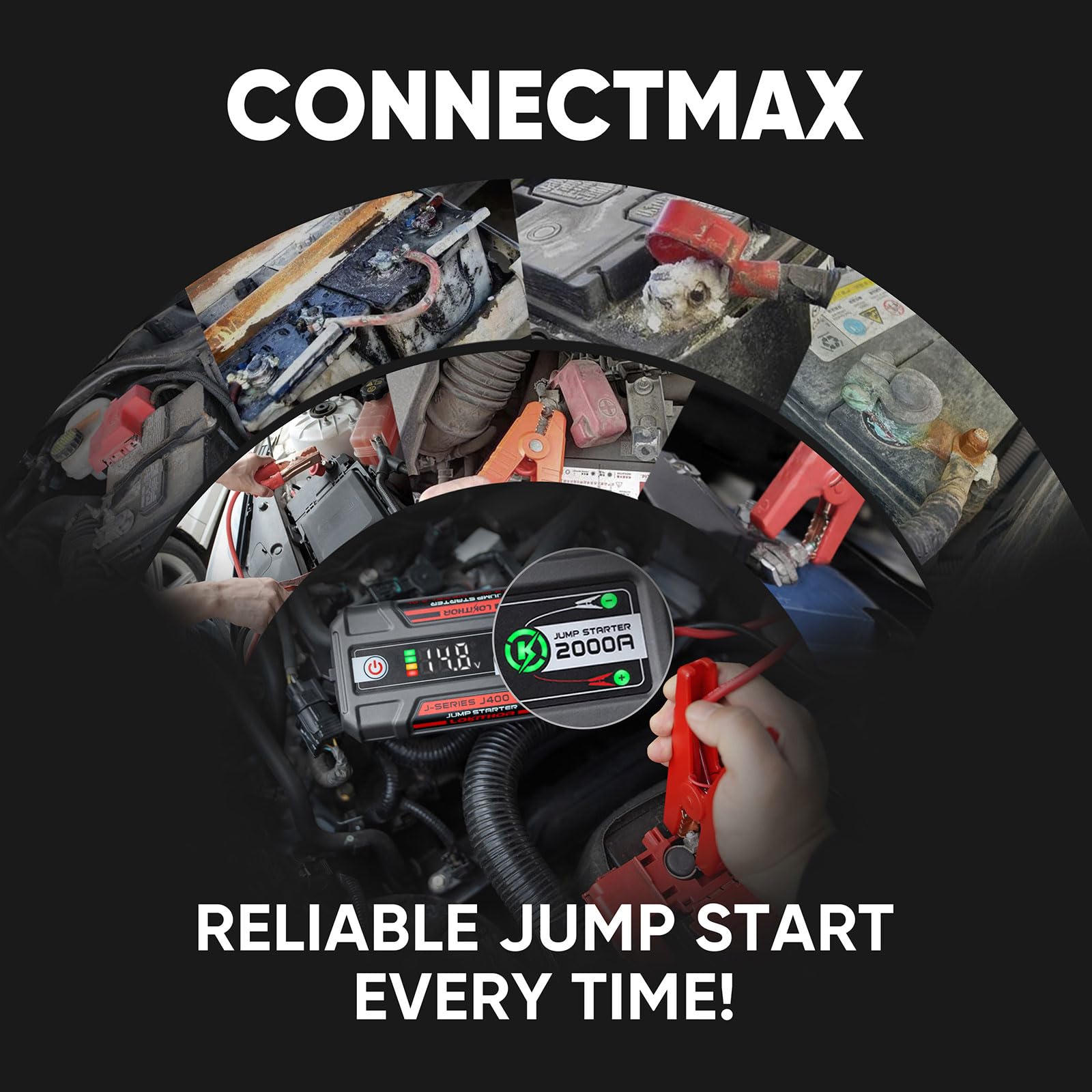 LOKITHOR J400 Jump Starter with ConnectMax Tech, 2000A 12V Battery Jumper Starter Portable, Lithium Jump Box and Jump Pack for U