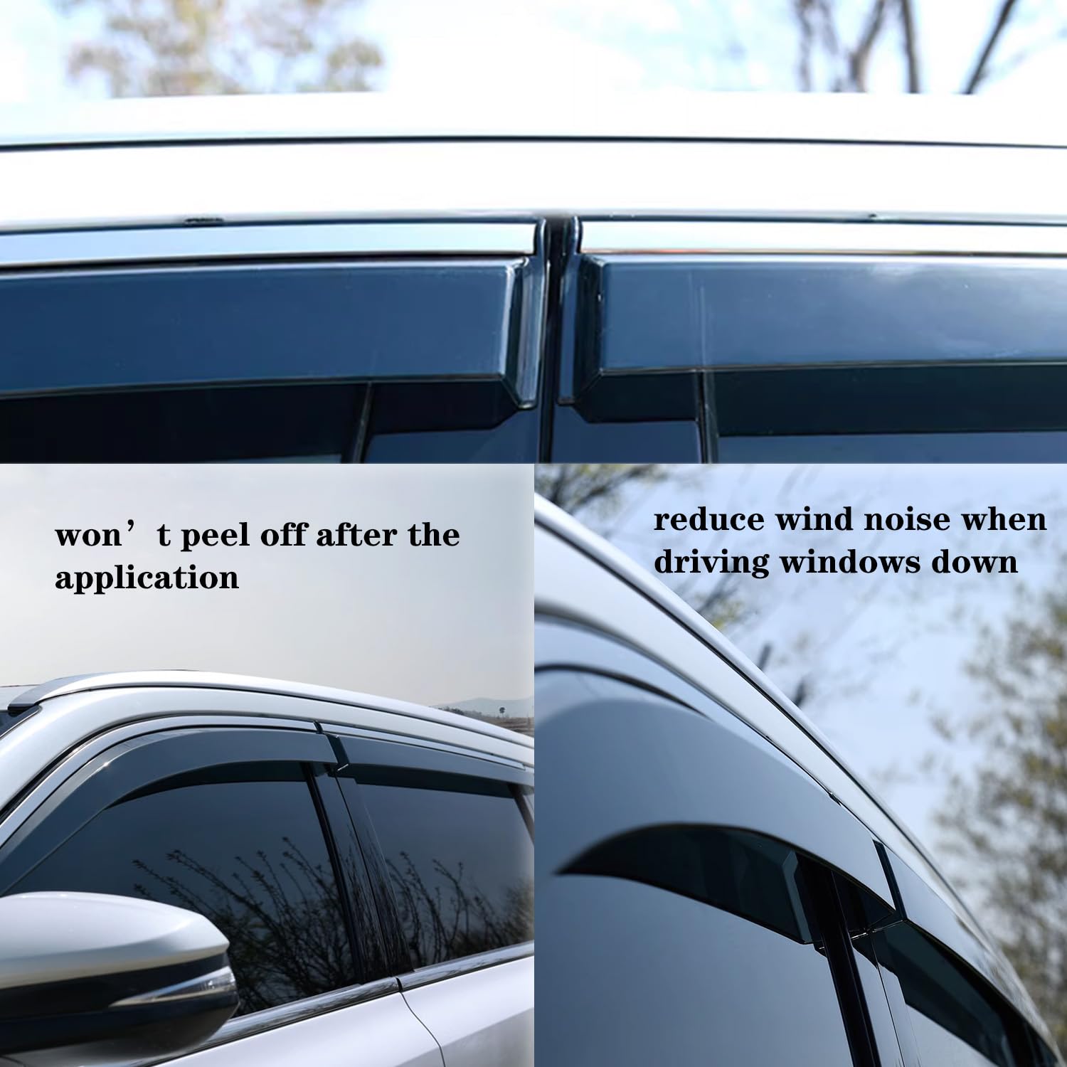 Vesul Compatible with Mitsubishi Outlander 2022-2025 Rain Guards Wind Deflectors Anti-Rain Window Visors with Stainless Steel Tr
