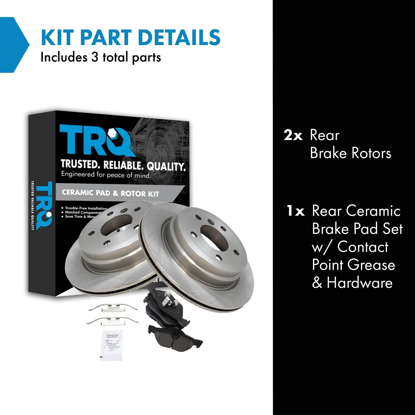TRQ Rear Brake Pad & Rotor Kit Brake Pads Brake Rotor Ceramic Compatible with 2007-2013 BMW 328i 2009-2013 328i xDrive 2007-2008