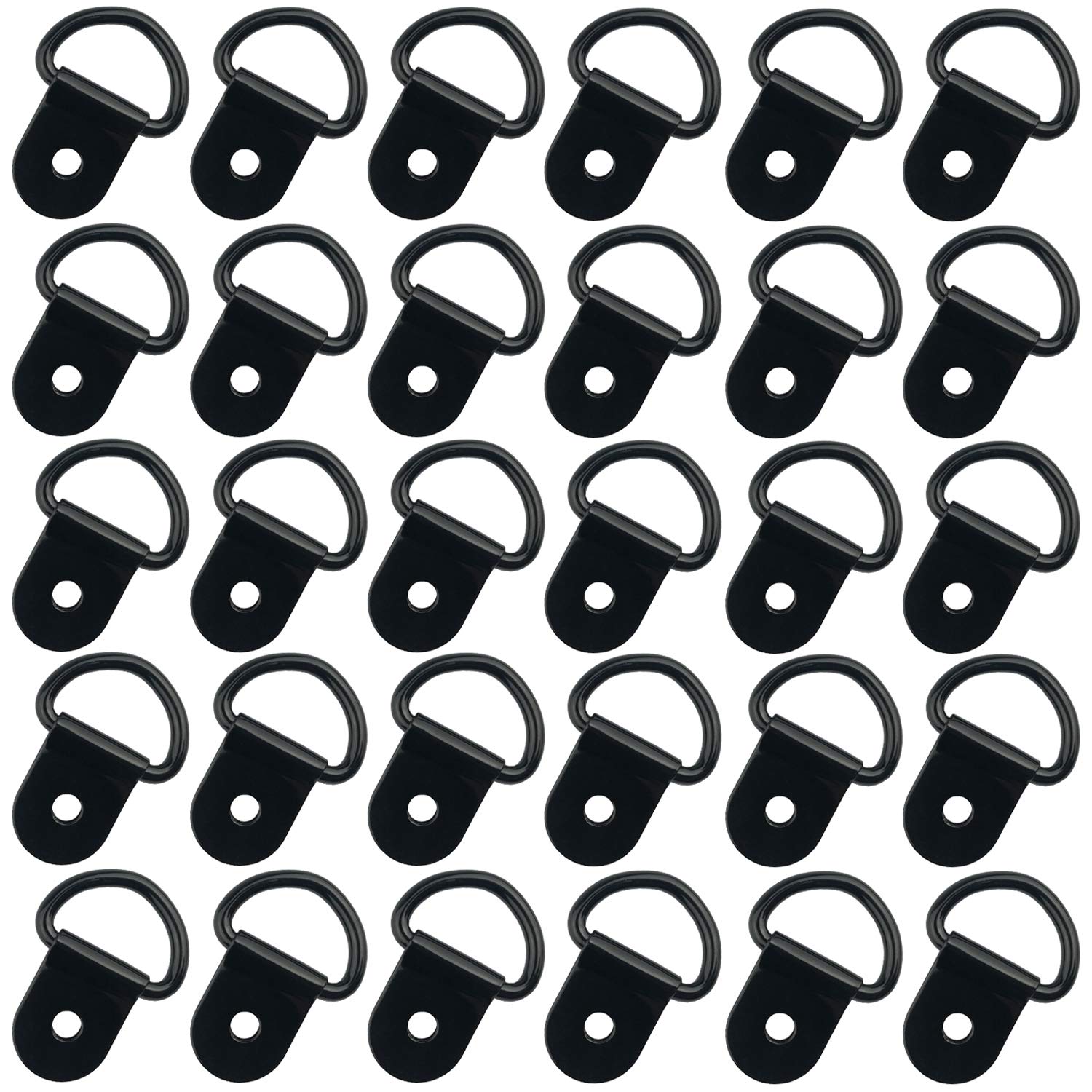 Excelfu 30 Pack Small Steel D-Ring Tie Downs, D Rings Anchor Lashing Ring For Loads On Case Truck Cargo Trailers Rv Boats, Black