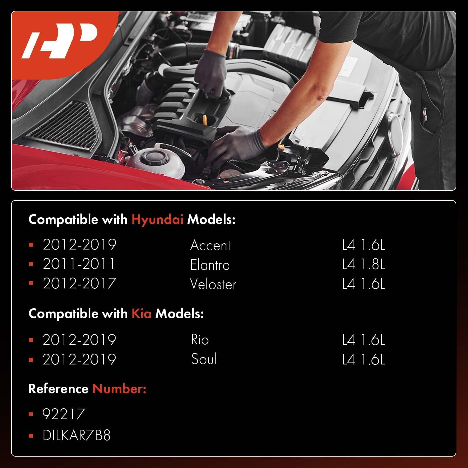 A-Premium Iridium Platinum Spark Plugs Compatible with Hyundai Elantra 2011-2011, Accent 2012-2019, Veloster 2012-2017 & Kia Sou