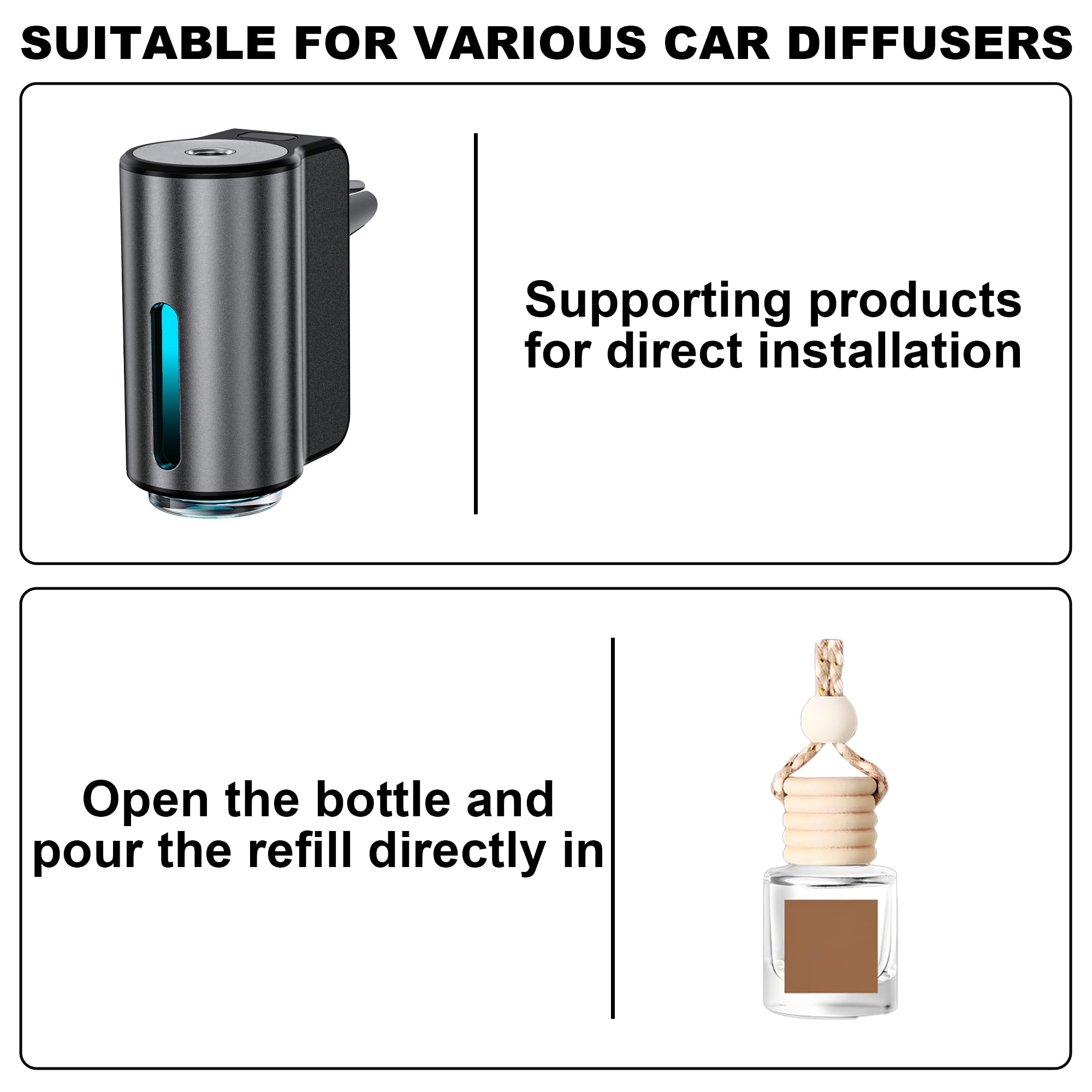DVQAG Smart Car Air Freshener Refill-8 Pcs Essential Oil, Car Air Freshener Diffuser Refill, Aromatizante para Carro Refill Long