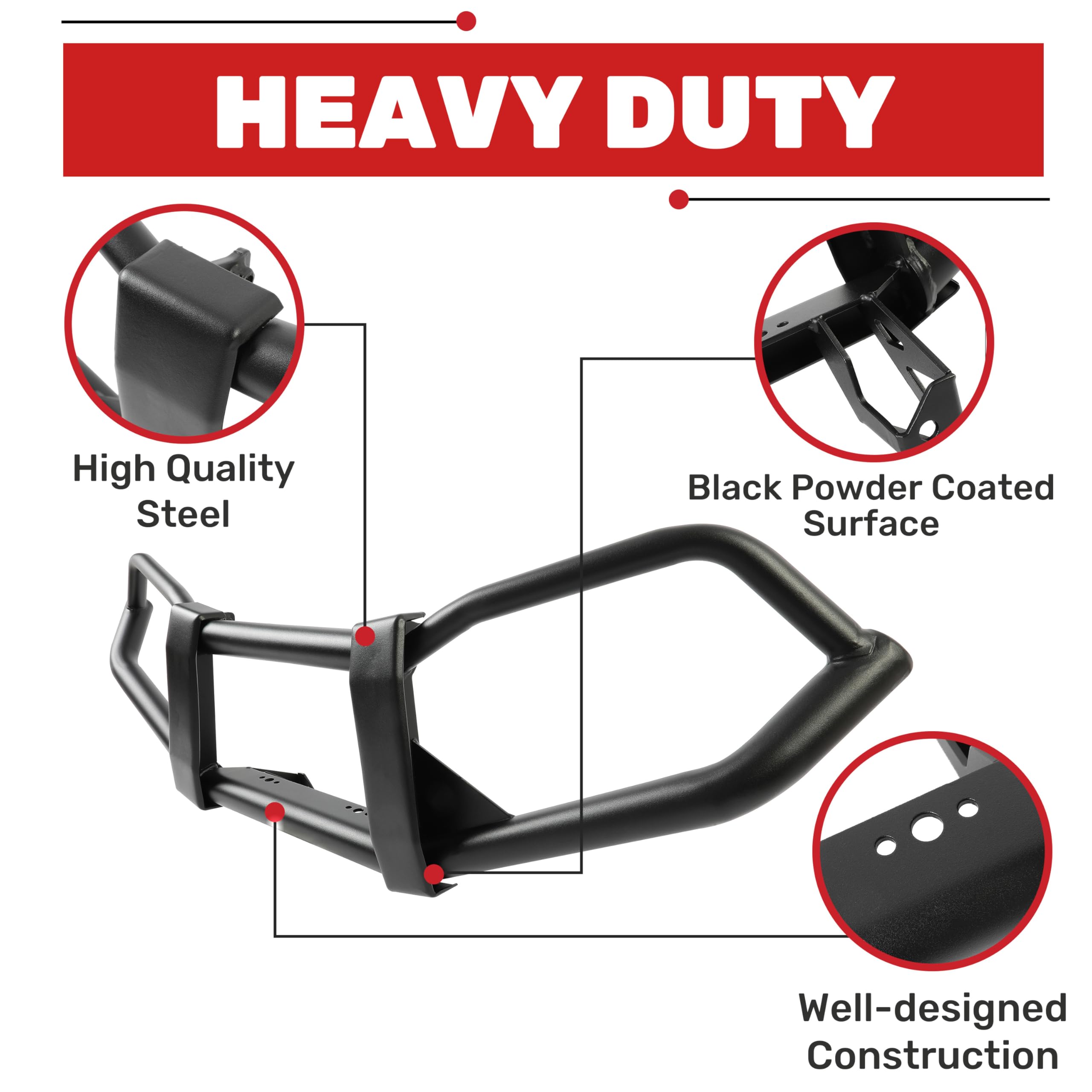 KUAFU Front Bumper Replacement for 2009-2023 Polaris Sportsman 550/850/1000 - Black Alloy Steel Brush Guard, Model BL1277