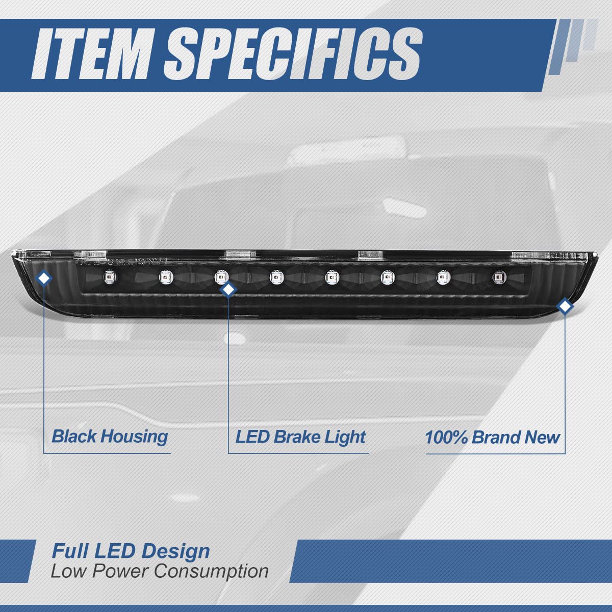 Auto Dynasty Red Housing Full Led Third 3Rd Rear High Mount Brake Light Stop Lamp Compatible With Rogue 14-19