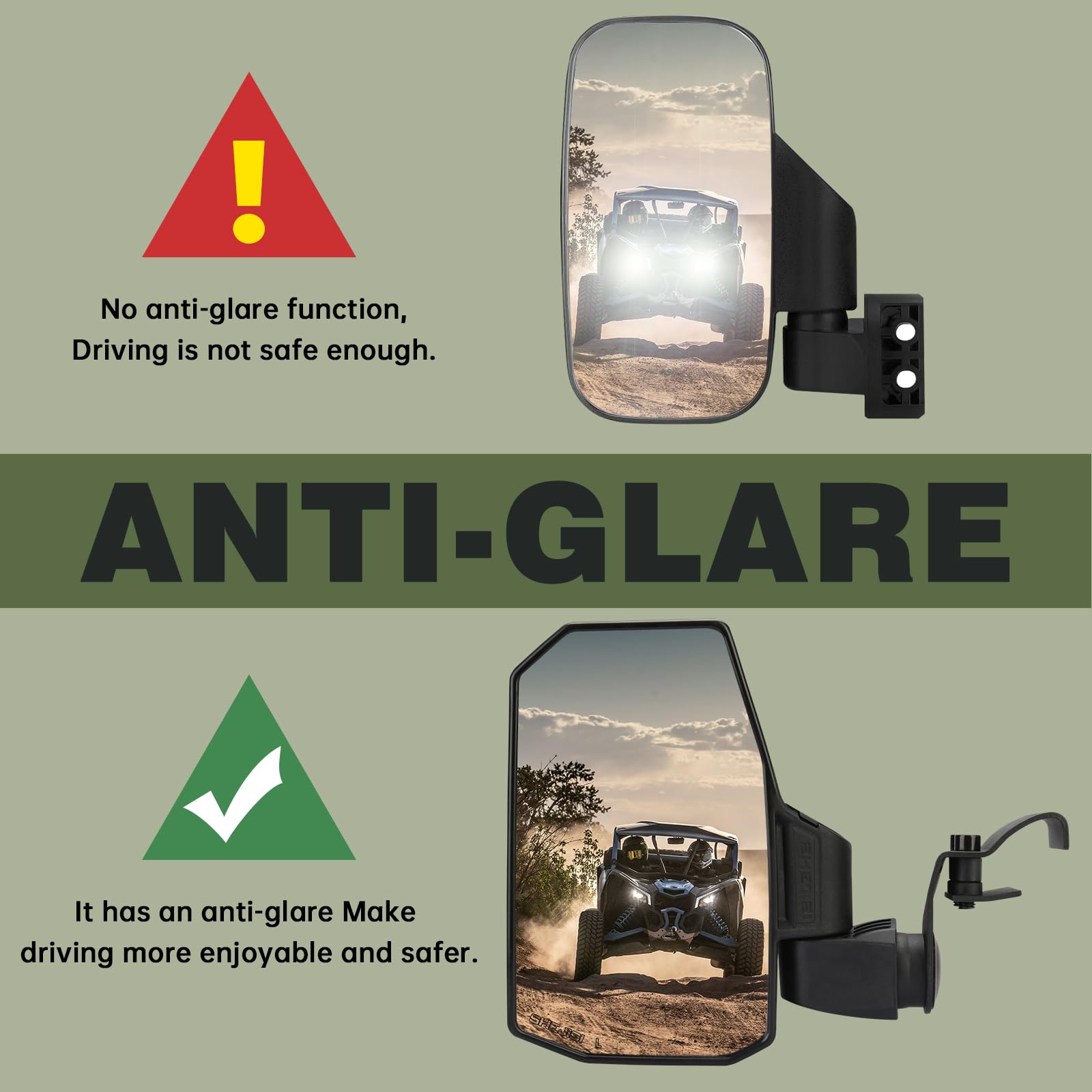 Ranger Side Mirrors,The Spring Back Feature Allows Easy Reset After Fold,2024 New SHEJISI UTV Mirrors Compatible with Polaris Ra
