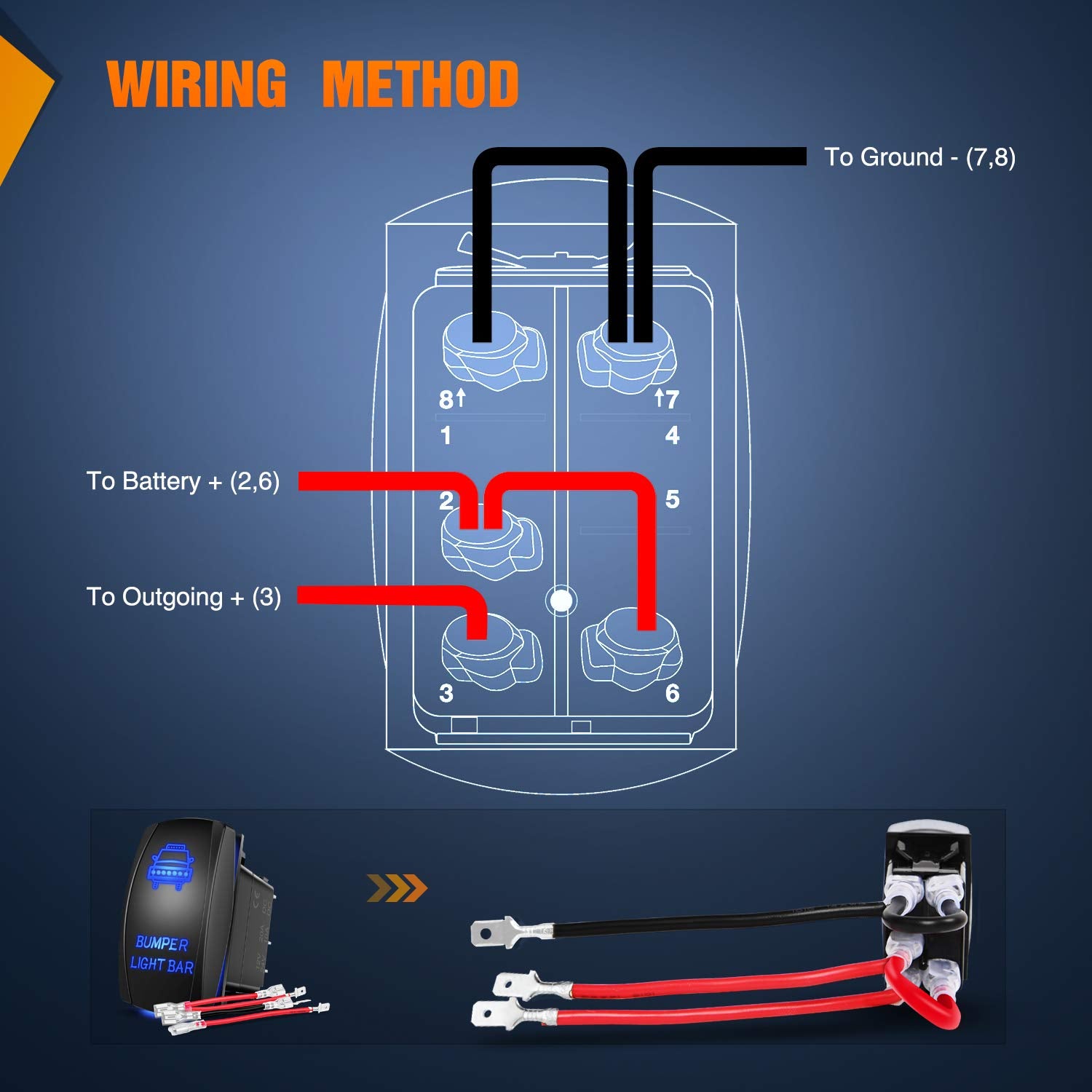Nilight Turn Signal Switch Blue 4Pin On Off On Rocker Switch Laser Etched Spdt Toggle Switches 12V 20A 24V 10A Jumper Wires For