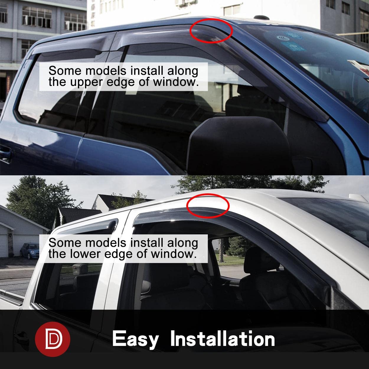 Deebior 94100 Side Window Deflector Visor Rain Guard fit for 2009-2015 Nissan Maxima,4pcs Outside Mount Tape-on Shatterproof Dar