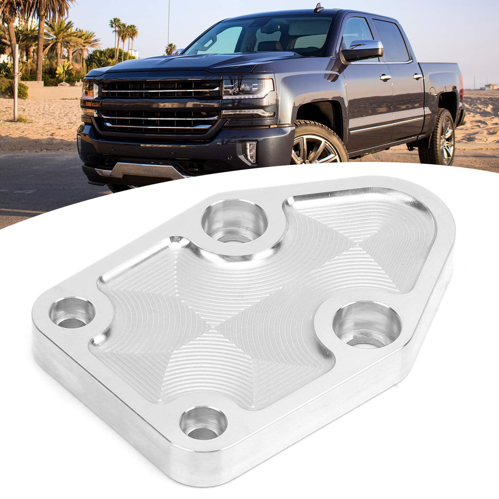 Camrusic Fuel Pump Plate with Gasket and Bolts, CNC Aluminum Fuel Pump Mounting Plate Kit Compatible with Chevy Small Block 283