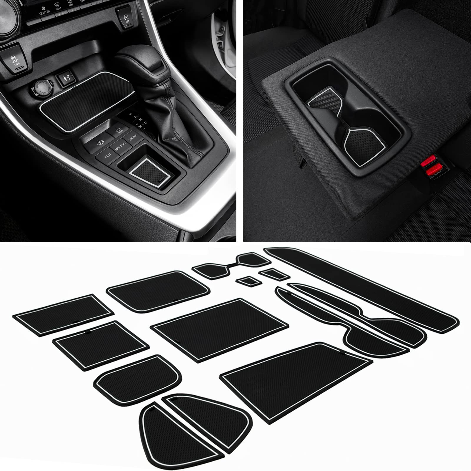 Jdmcar Liner Accessories Compatible With Toyota Rav4 2019-2024 2025 And 2021-2025 Rav4 Prime, Custom Fit Cup Holder, Center Cons