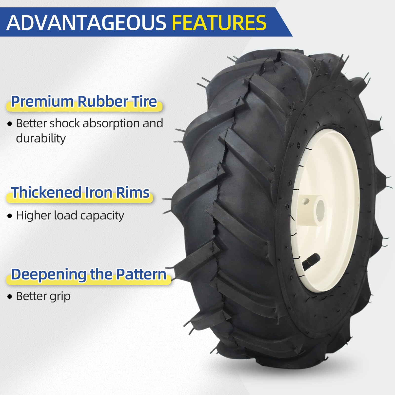 GICOOL Tiller Tire and Wheel 13x5.00-6" Rubber, 3/4" Axle, 3-1/8" Hub, Compatible with Craftsman &