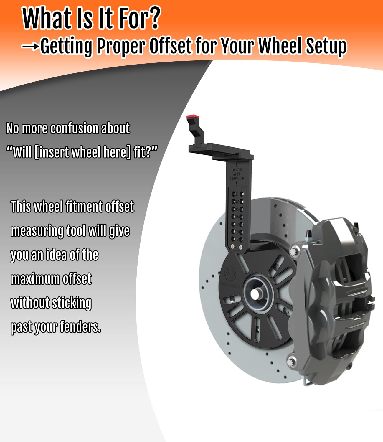 Alpha Rider Wheel Fitment Tool - Universal Car Wheel Offset Measuring Gauge, Supports 13-20" Wheels, 4/5-Lug, Black, Model A00W1411ALB1-