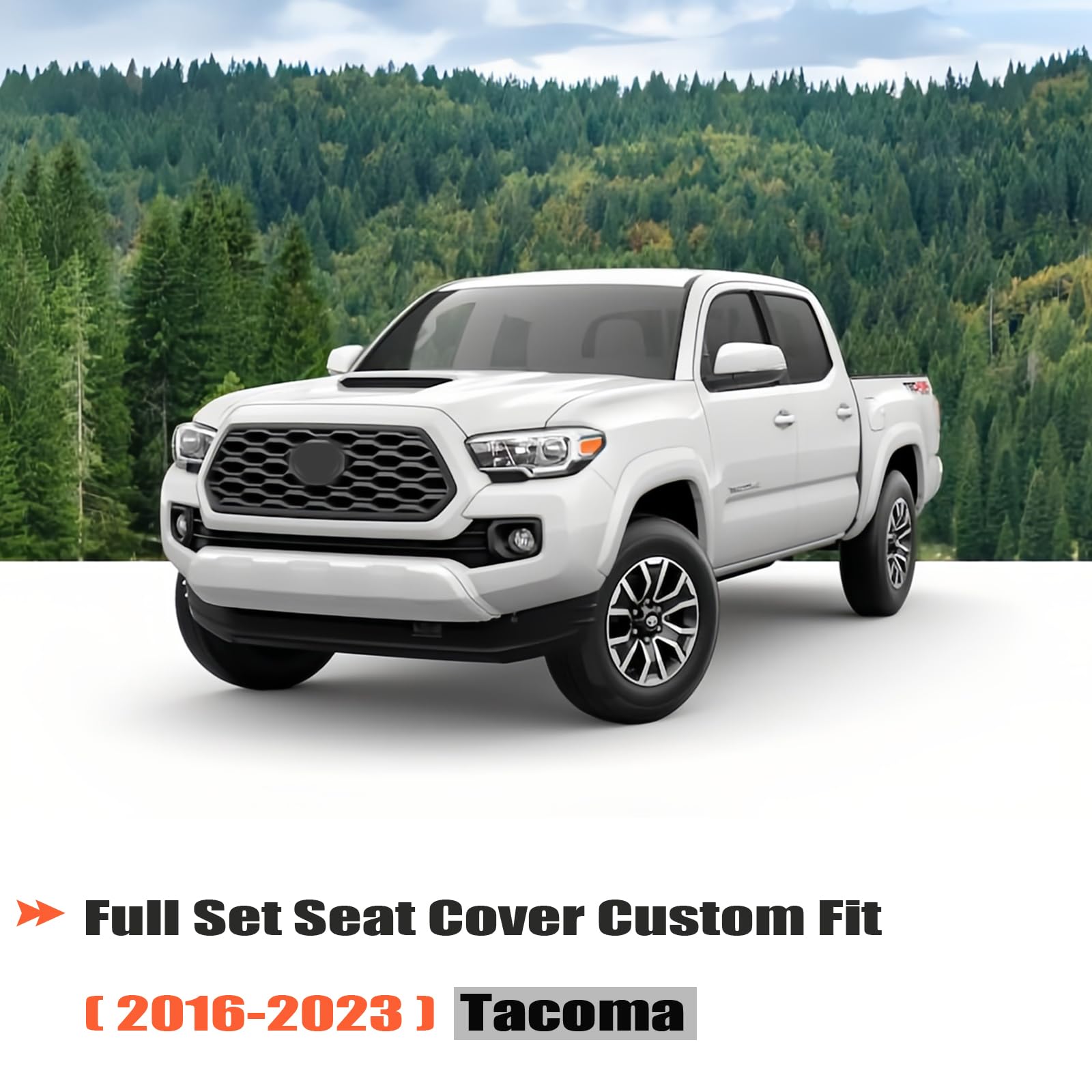 GIANT PANDA Full Set Car Seat Covers Custom Fit Toyota Tacoma 2016 2017 2018 2019 2020 2021 2022 2023 Double & Crew Cab and Exte