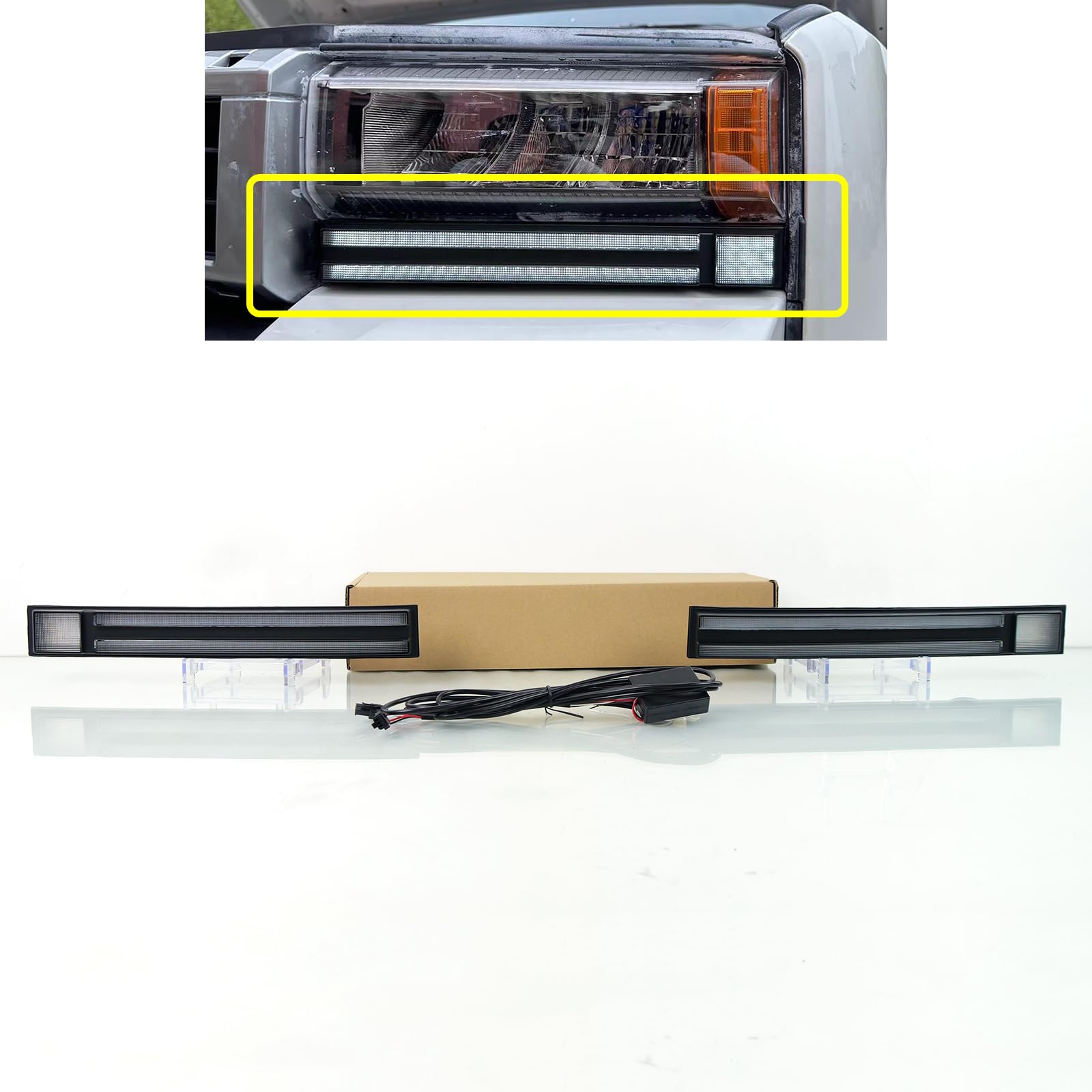 ECAHAYAKU LED DRL Front Bumper Fog Light Fit For 2024 2025 Toyota Land Cruiser Prado 250 LC250 Daytime Running Light With Amber 