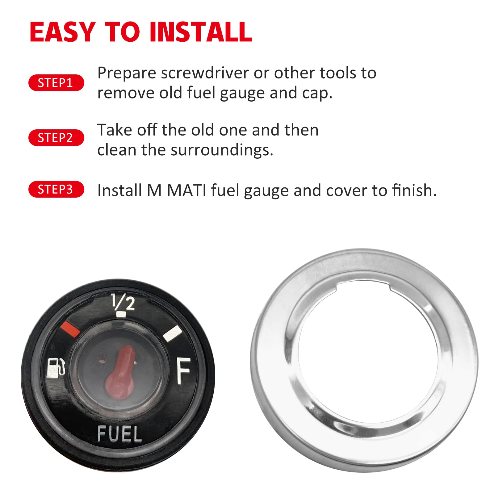 M MATI ATV Fuel Gas Tank Gauge Meter for Yamaha Kodiak 400/450, Grizzly 400/450, Metal, Model 5GH-24260-11-00